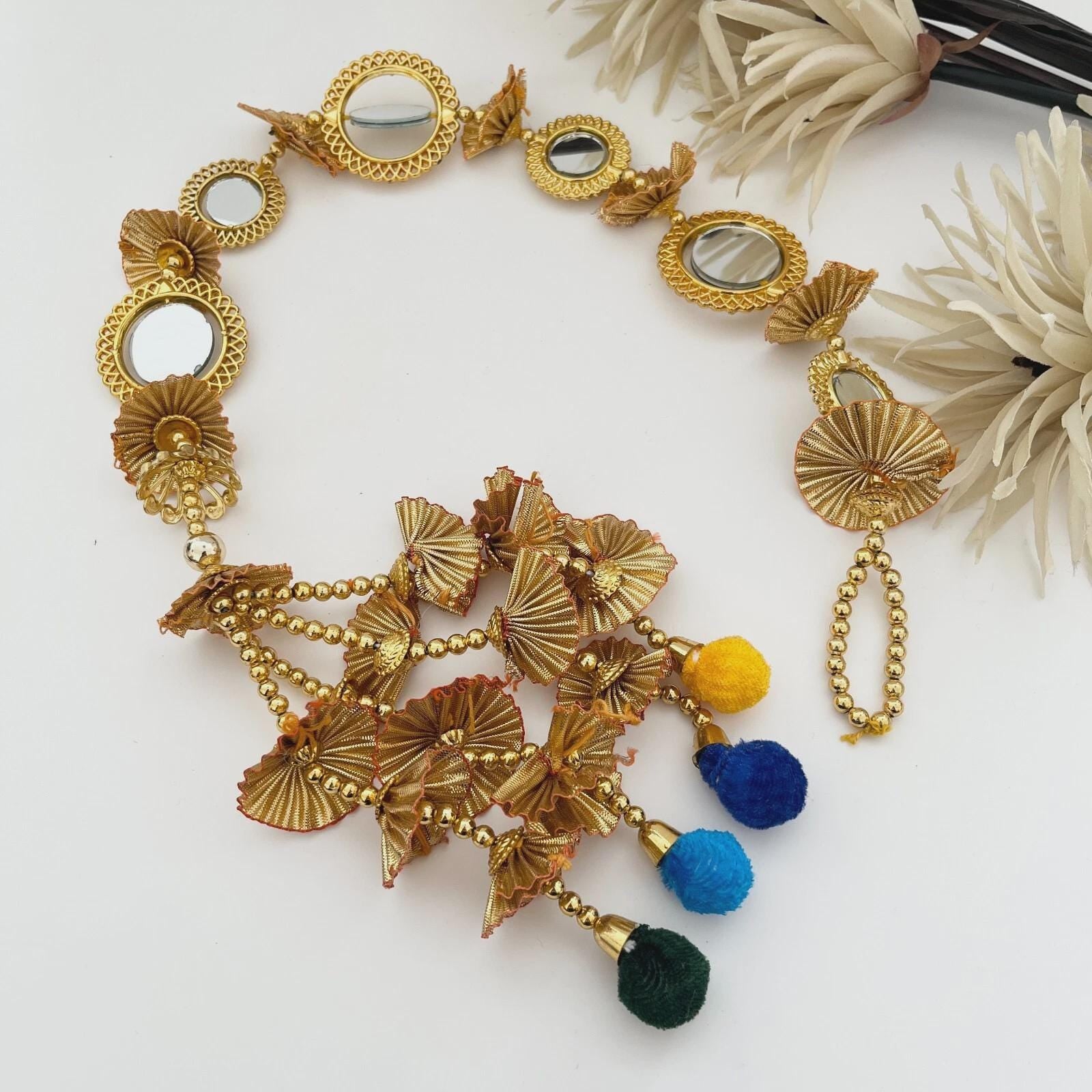 Punjabi Mirror Paranda: Braided Hair Accessory with Pom Poms