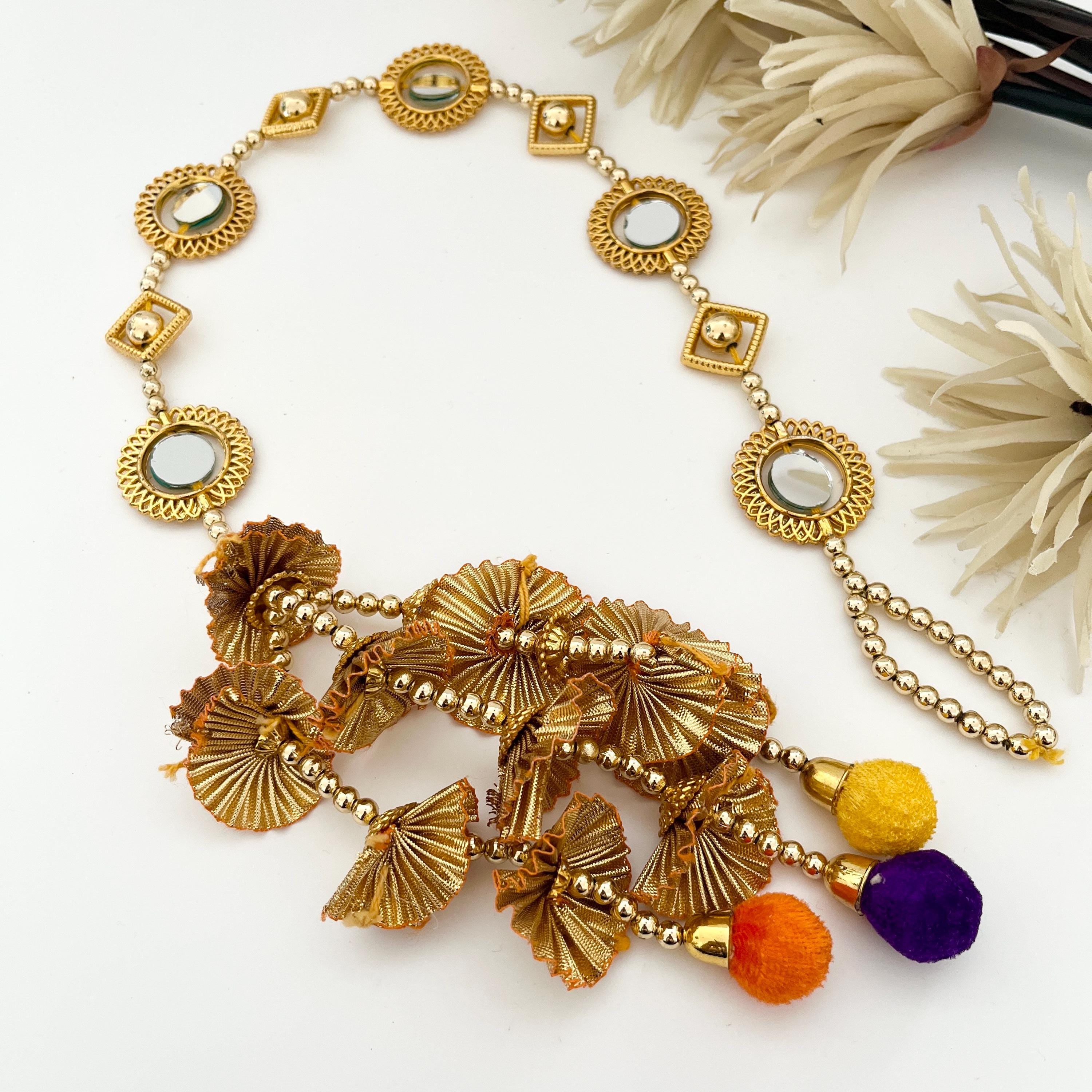 Punjabi Mirror Paranda: Braided Hair Accessory with Pom Poms