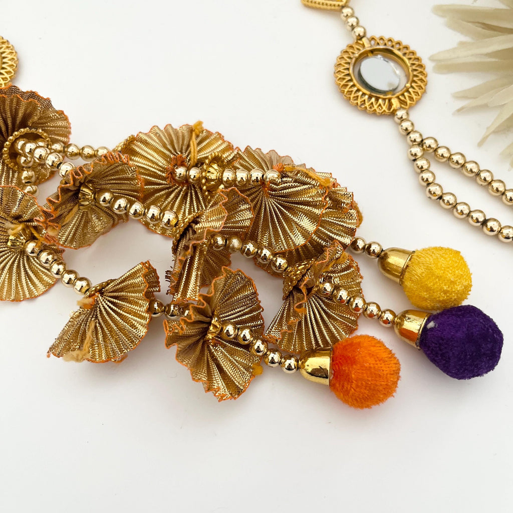 Punjabi Mirror Paranda: Braided Hair Accessory with Pom Poms