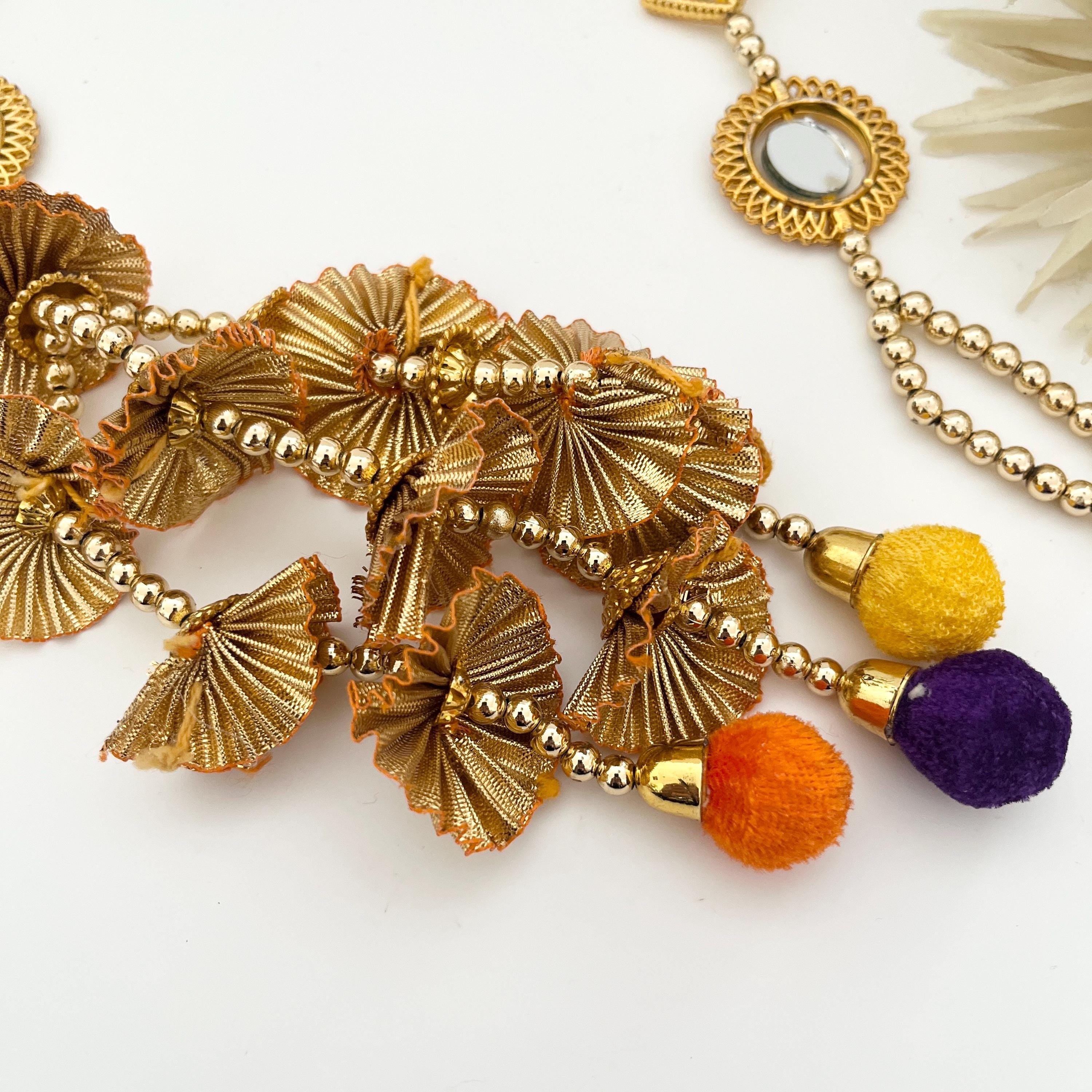 Punjabi Mirror Paranda: Braided Hair Accessory with Pom Poms