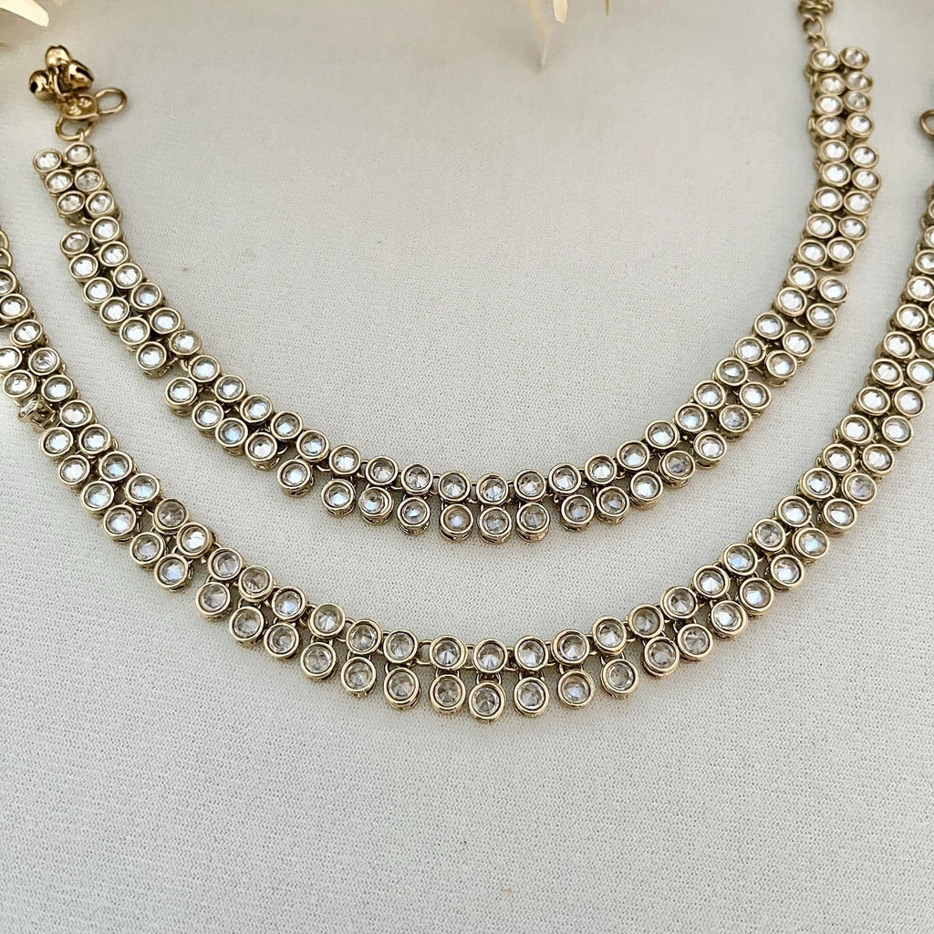 Bridal Gold Payal Anklets: Ghunghroo, Polki Stone Indian Jewelry