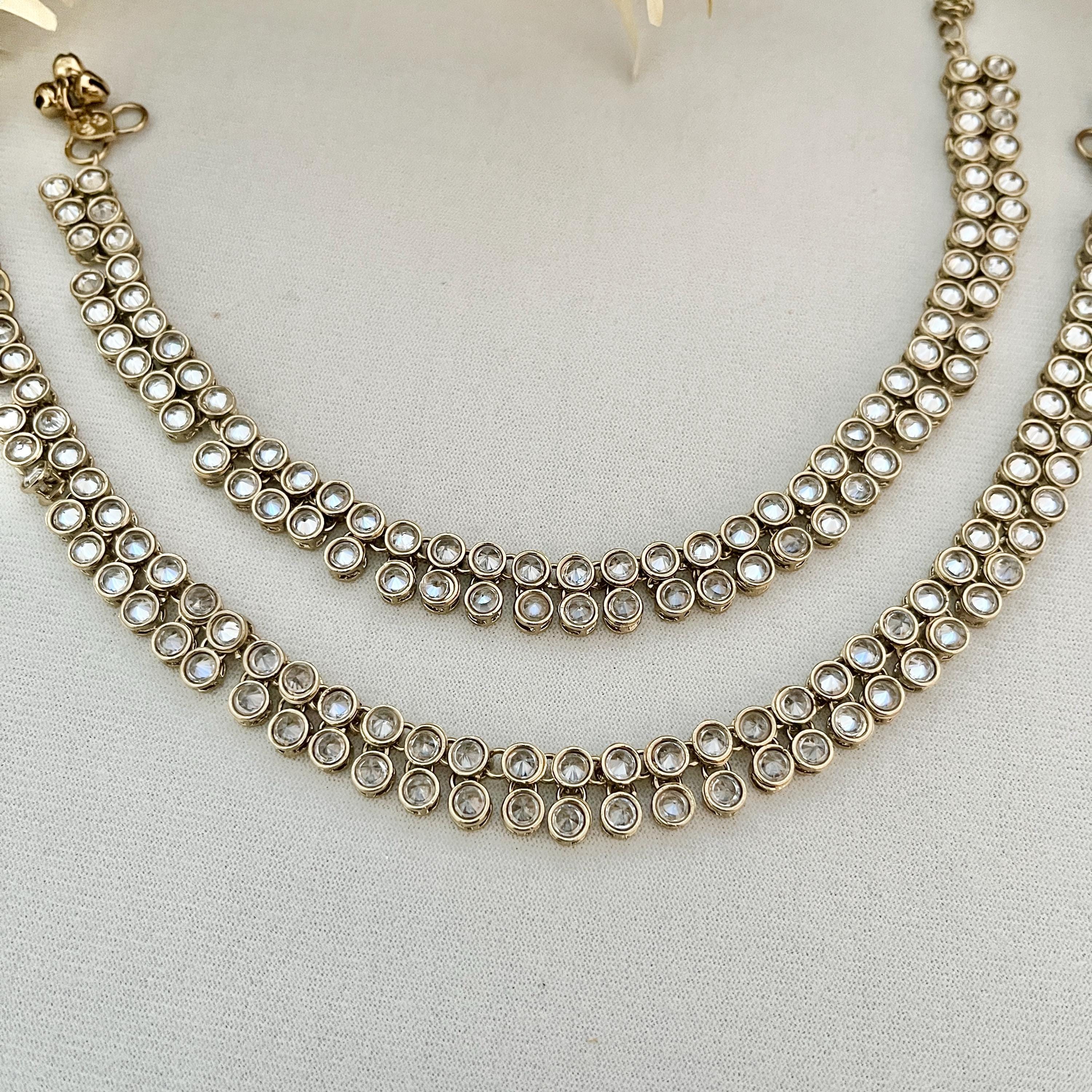 Bridal Gold Payal Anklets: Ghunghroo, Polki Stone Indian Jewelry