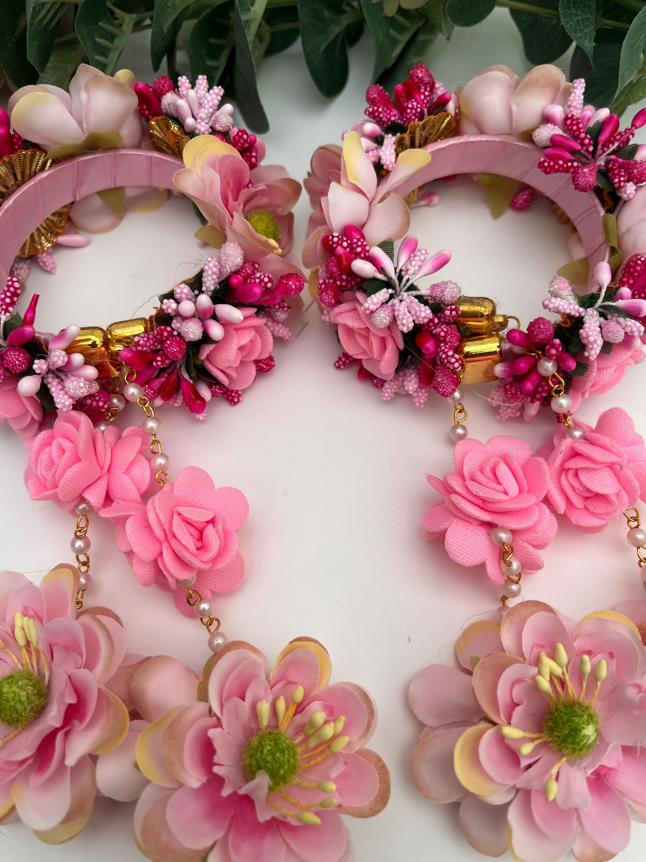 Handcrafted Floral Haldi Mehndi Jewelry Set: Indian Wedding Kaleerey