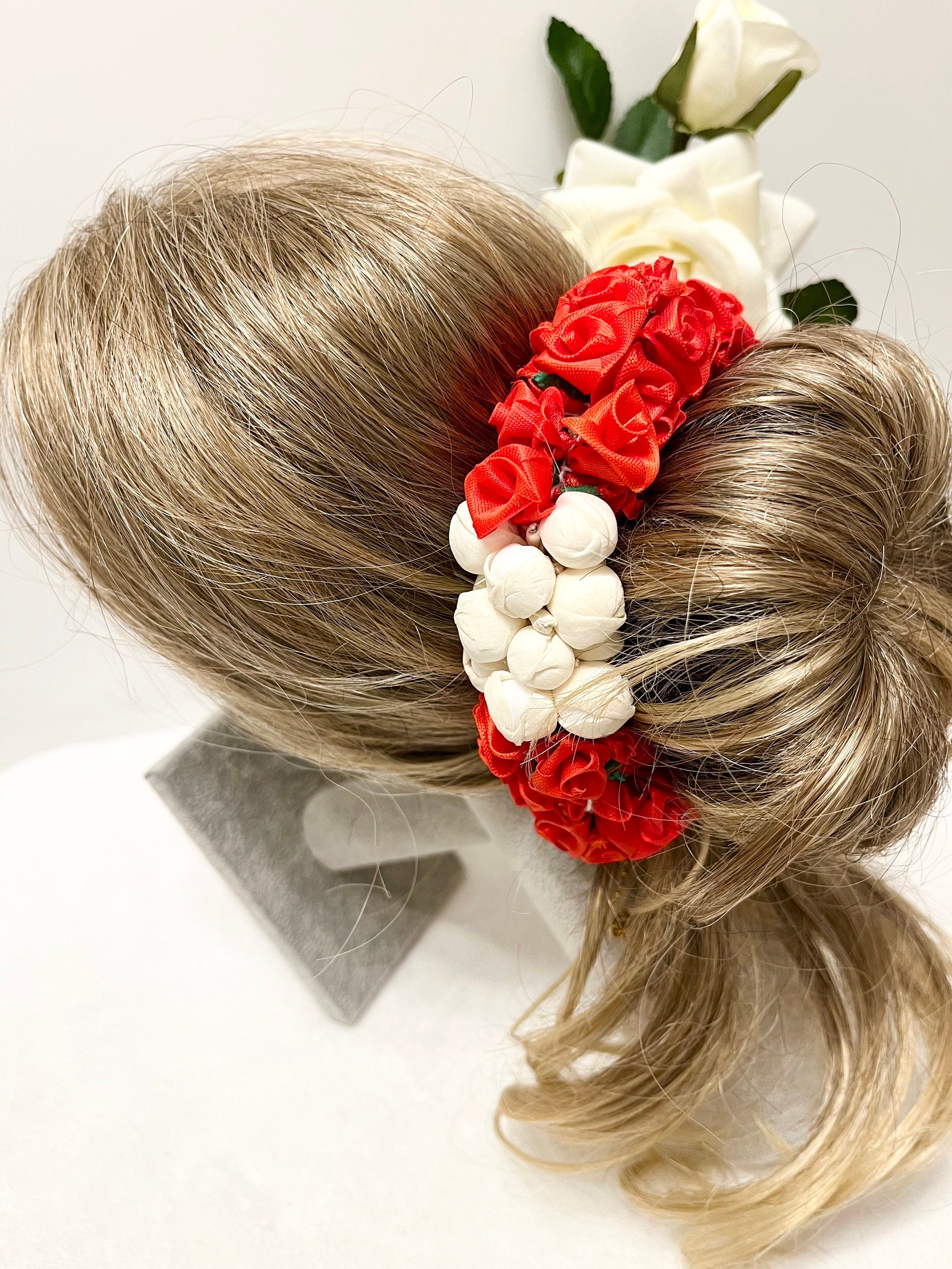 Resuable Gajra hair accessories tiara, made of foam fabric. Bharatanatyam / kuchipudi dance / weddings/ events/ bride / hair accessories
