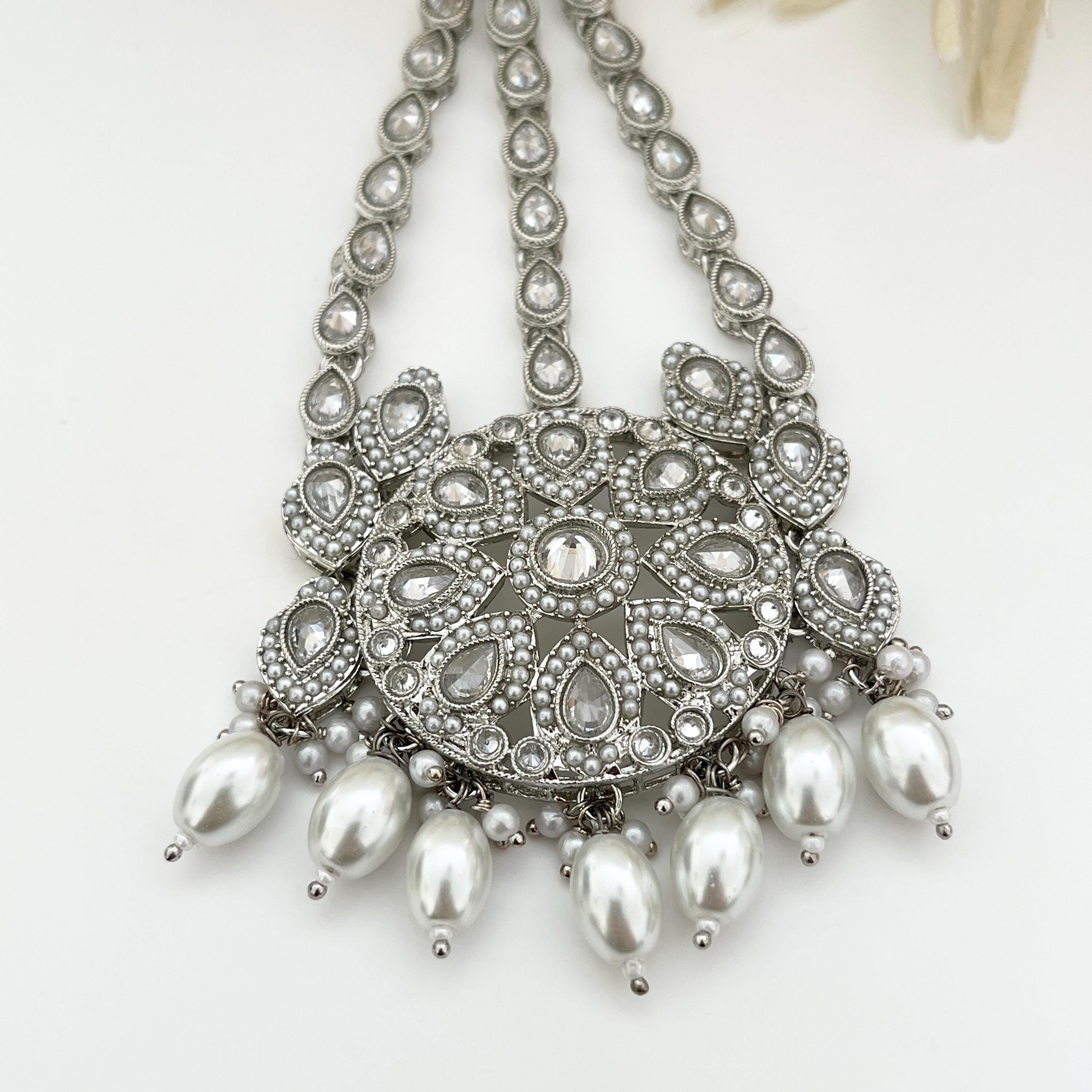 Silver Passa Jhoomer/ Bridal Jhumar / head side passa / Bridal Head piece / Indian bridal jewelry / Side Tikka