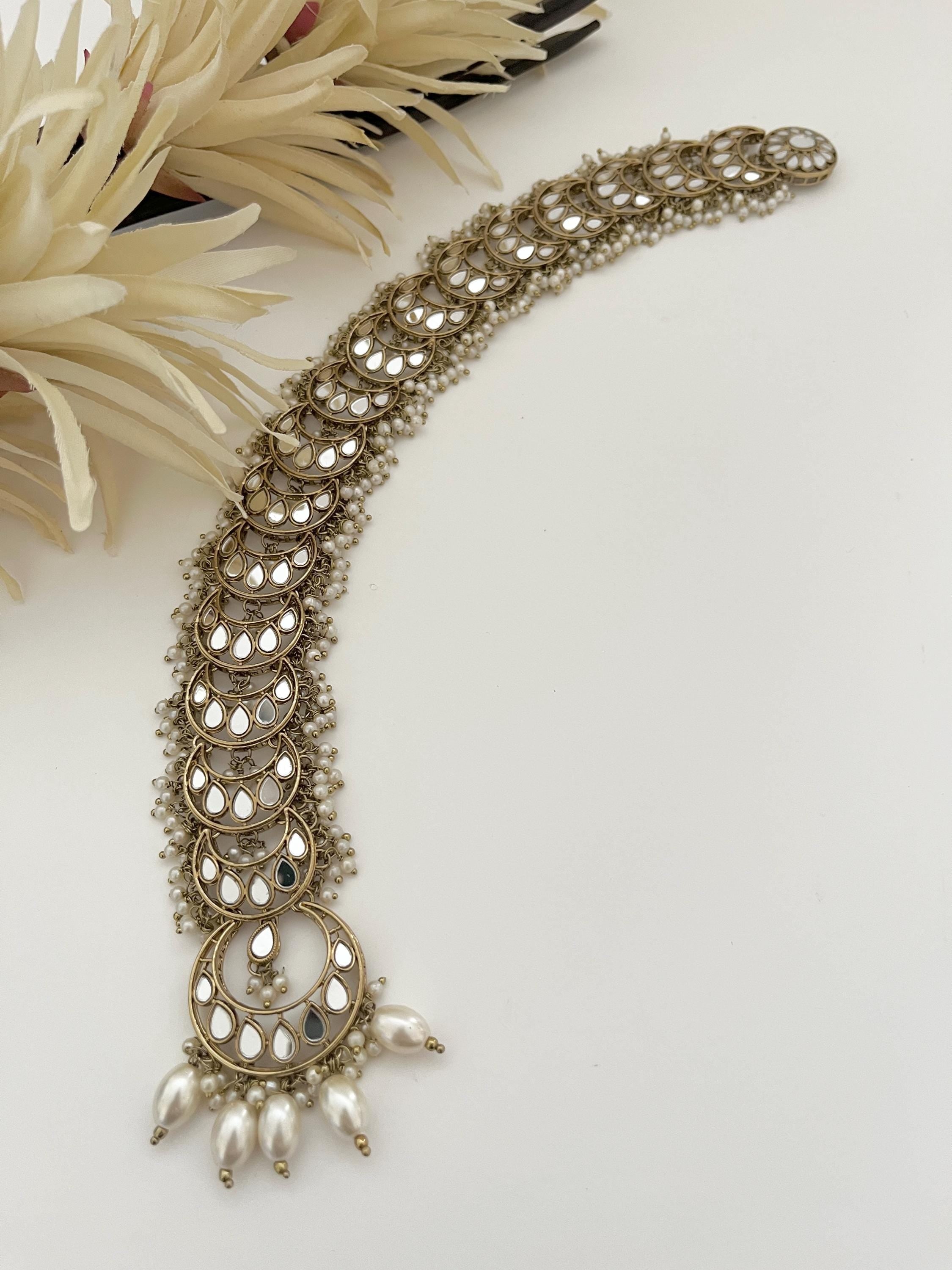 Polki Choti/ Braid Choti / Indian Bridal Choti/ Kundan Hair accessories/ Indian Wedding/ Bridal Polki Hair accessories/ Mirror Paranda