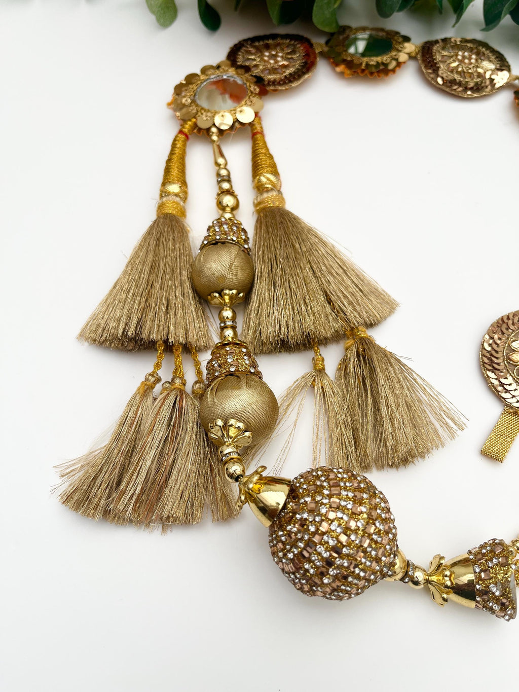 Punjabi Mirror Paranda: Braided Hair Accessory with Pom Poms