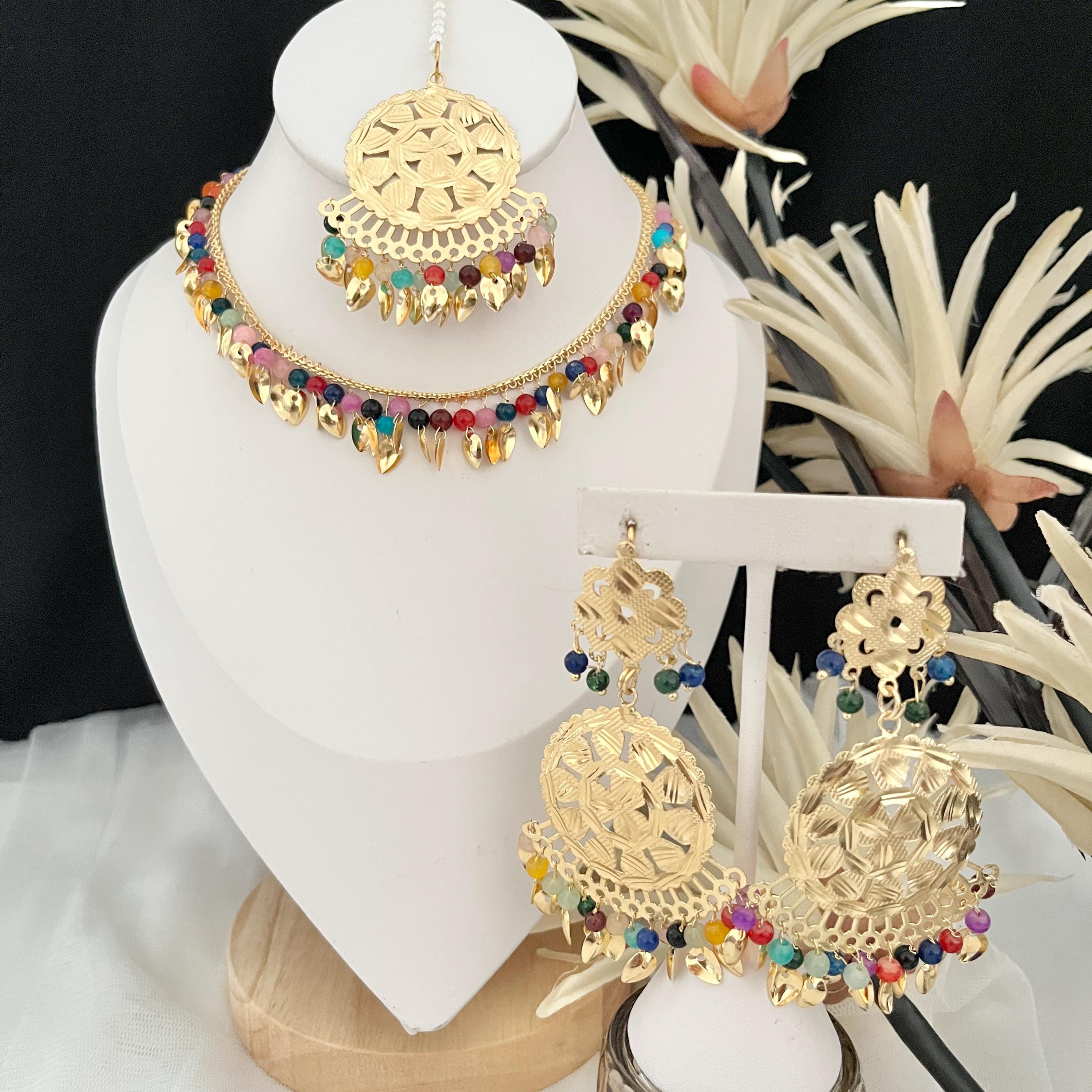Gold Choker set,Pearl Choker Set jadau Jewelry,Punjabi Wedding Jewelry,Pakistani Bridal Jewelry,Hyderabad Jewelry,Patra Gold Traditional Set