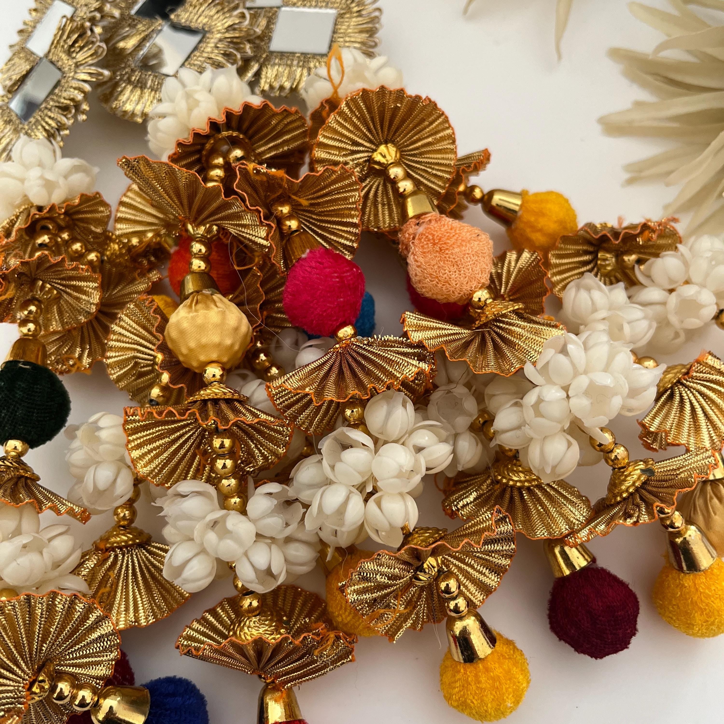 Punjabi Paranda Hair Accessory: Mirror & Pom Pom Latkans