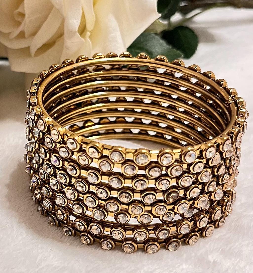Indian Jewellery Kangan Bracelets Bangles Gold Sets with Polki Stones