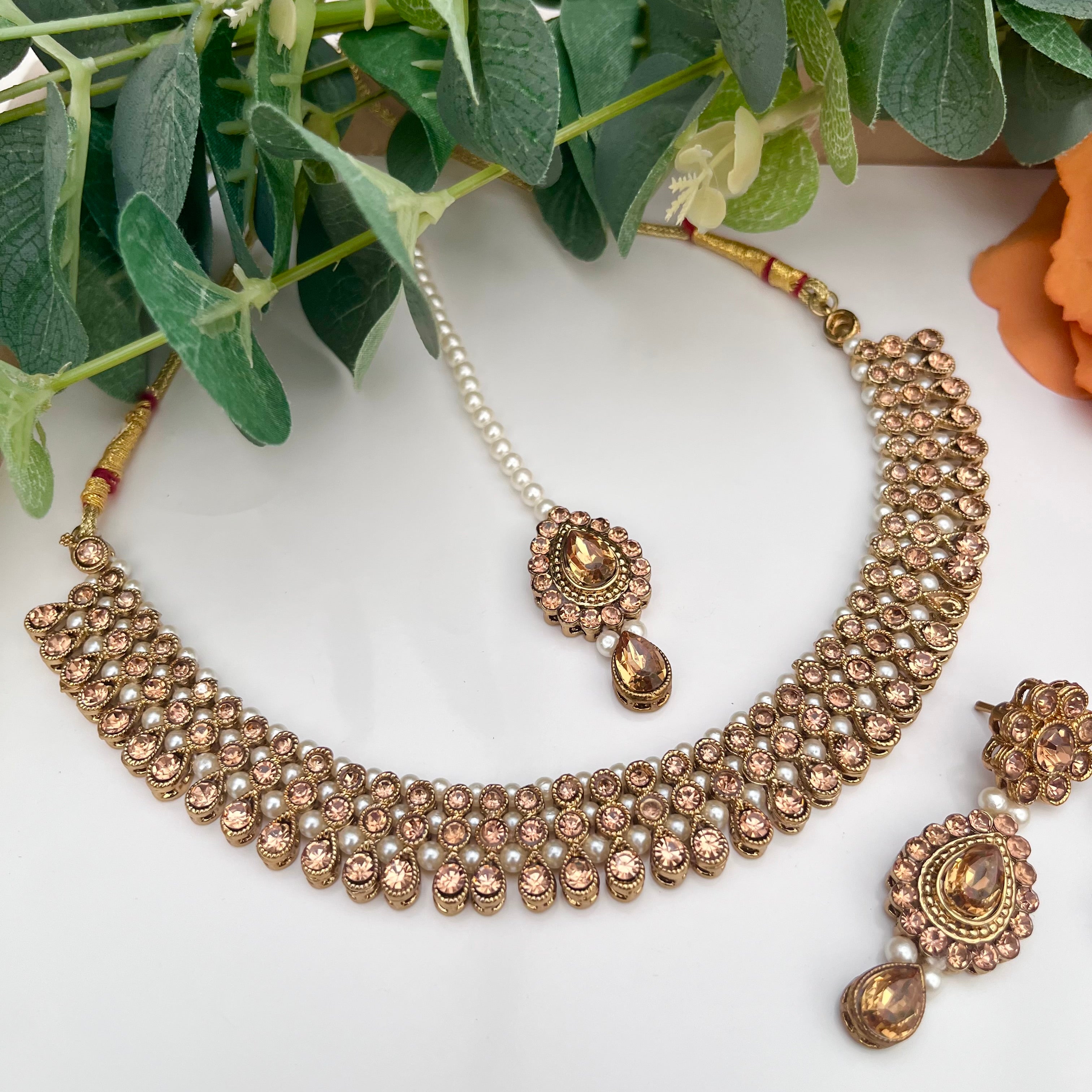 Reverse AD Gold and Antique Stone coloured Jewellery