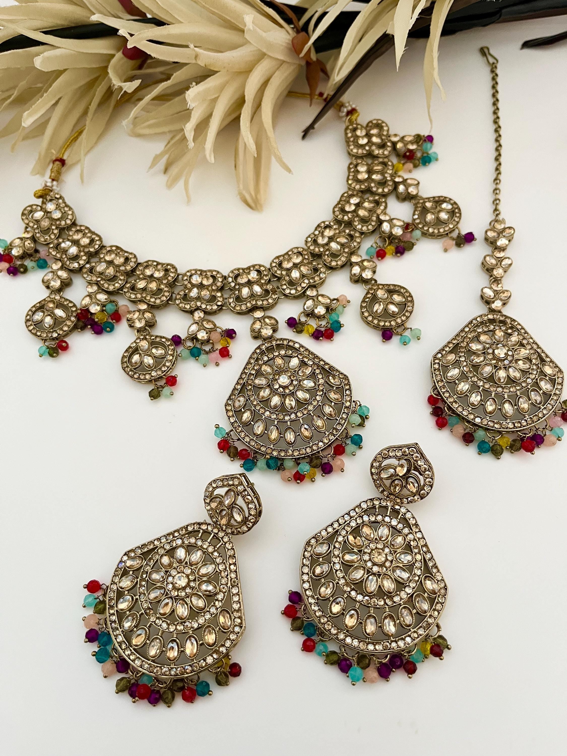 Indian Jewellery, Choker Polki Necklace, Indian Bridal Sets, Pakistani Jewellery, Bollywood Jewellery, Multicoloured Sets