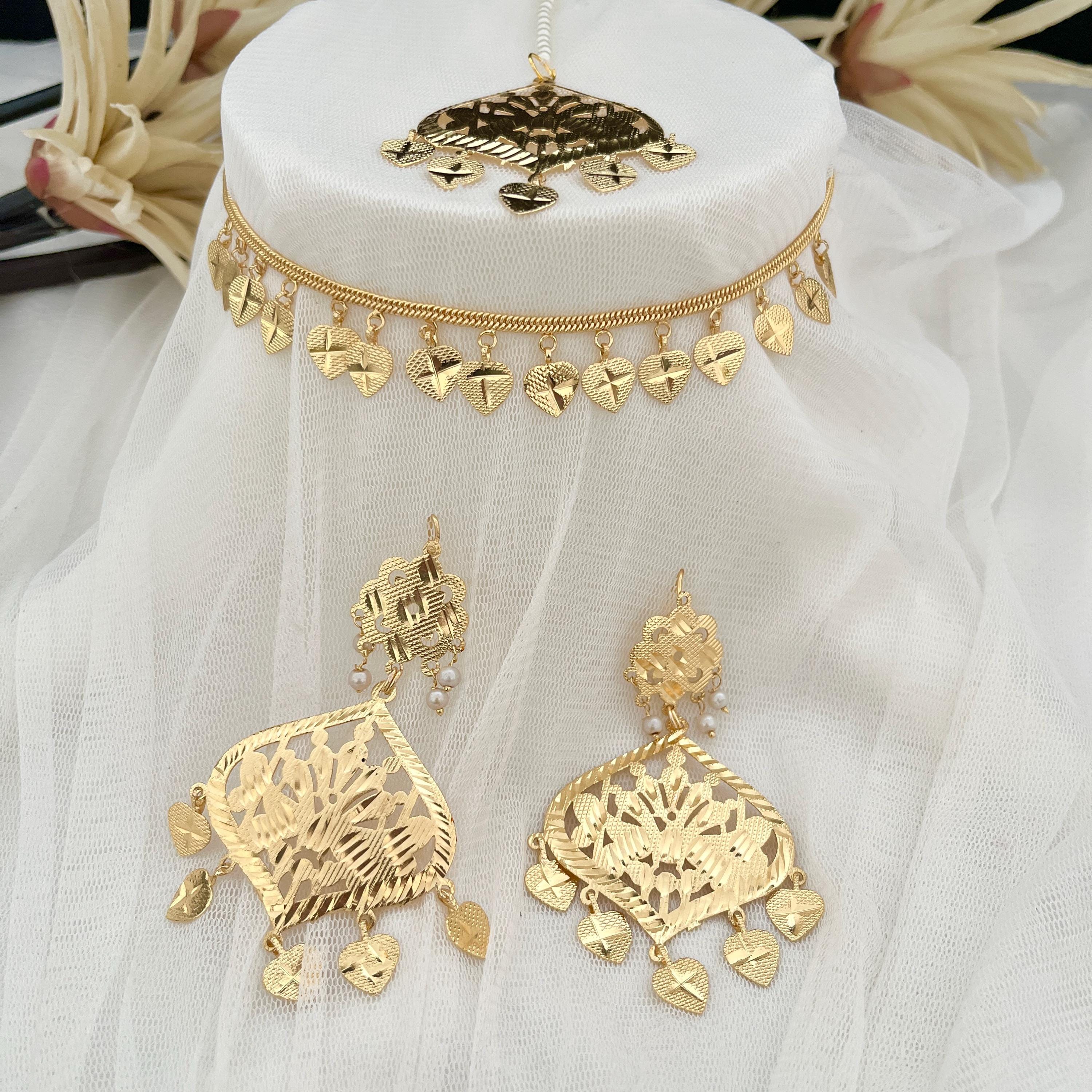 Gold Choker set,Pearl Choker Set jadau Jewelry,Punjabi Wedding Jewelry,Pakistani Bridal Jewelry,Hyderabad Jewelry,Patra Gold Traditional Set