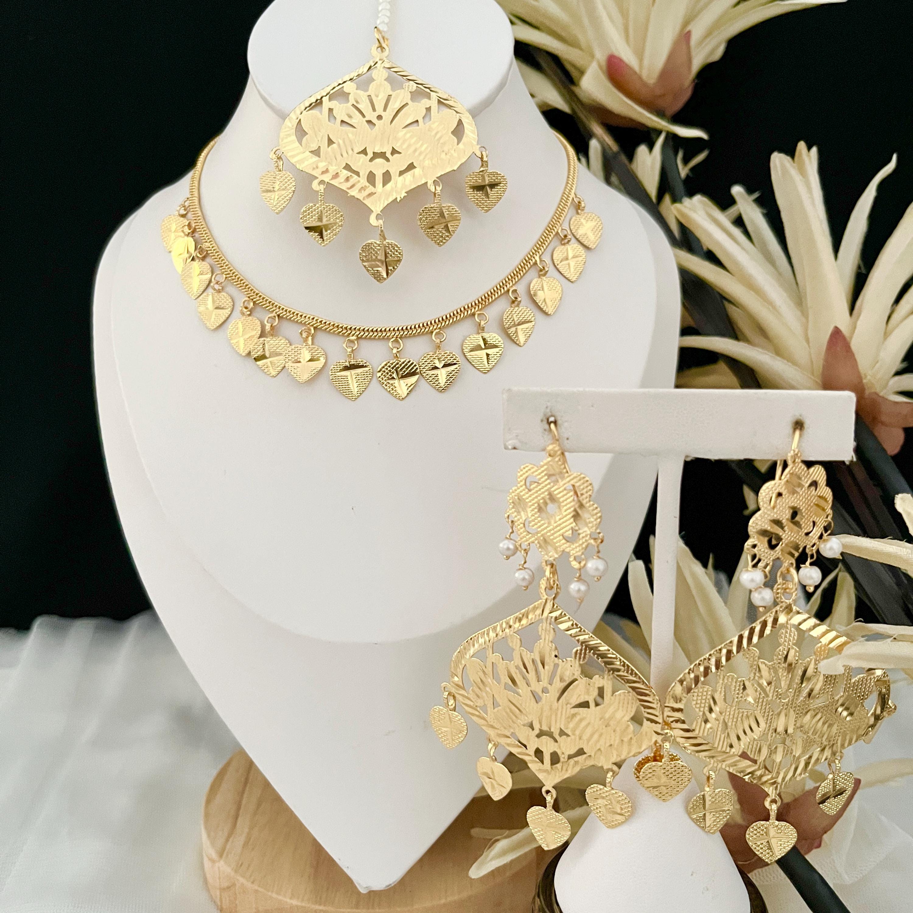 Gold Choker set,Pearl Choker Set jadau Jewelry,Punjabi Wedding Jewelry,Pakistani Bridal Jewelry,Hyderabad Jewelry,Patra Gold Traditional Set