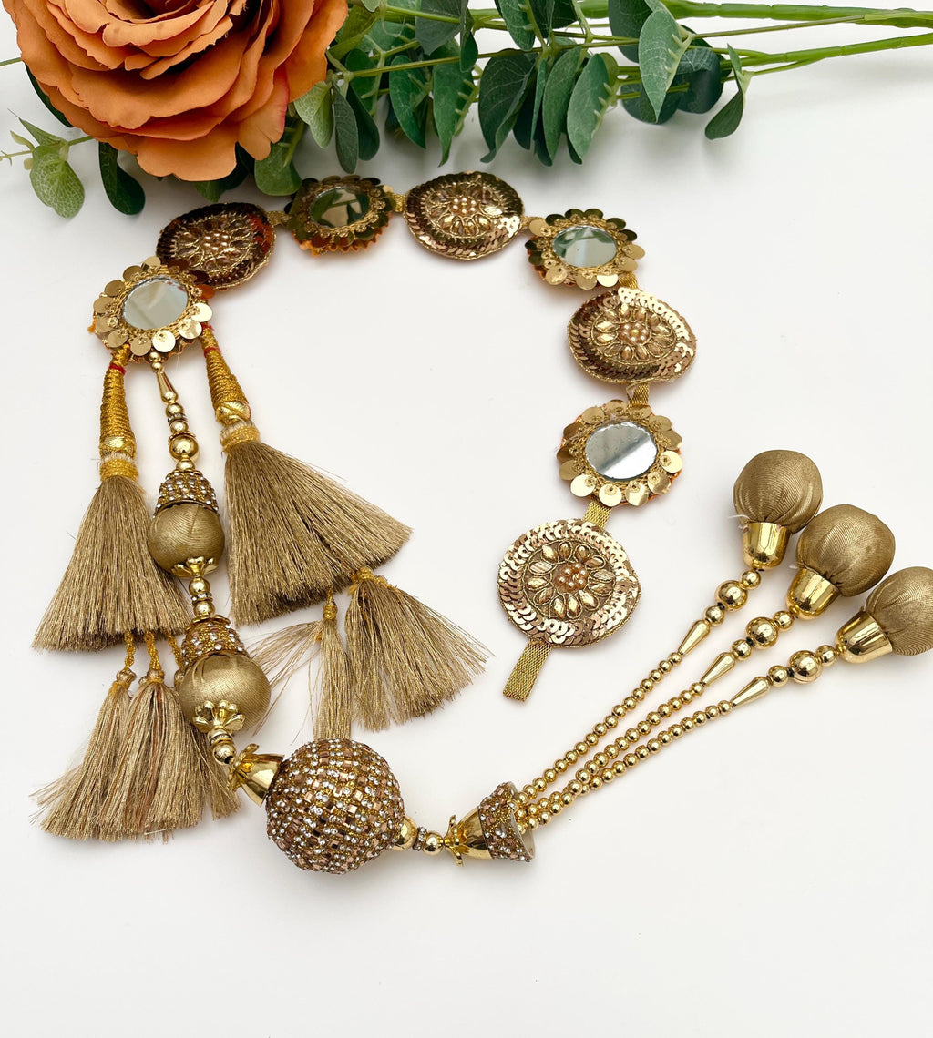 Punjabi Mirror Paranda: Braided Hair Accessory with Pom Poms
