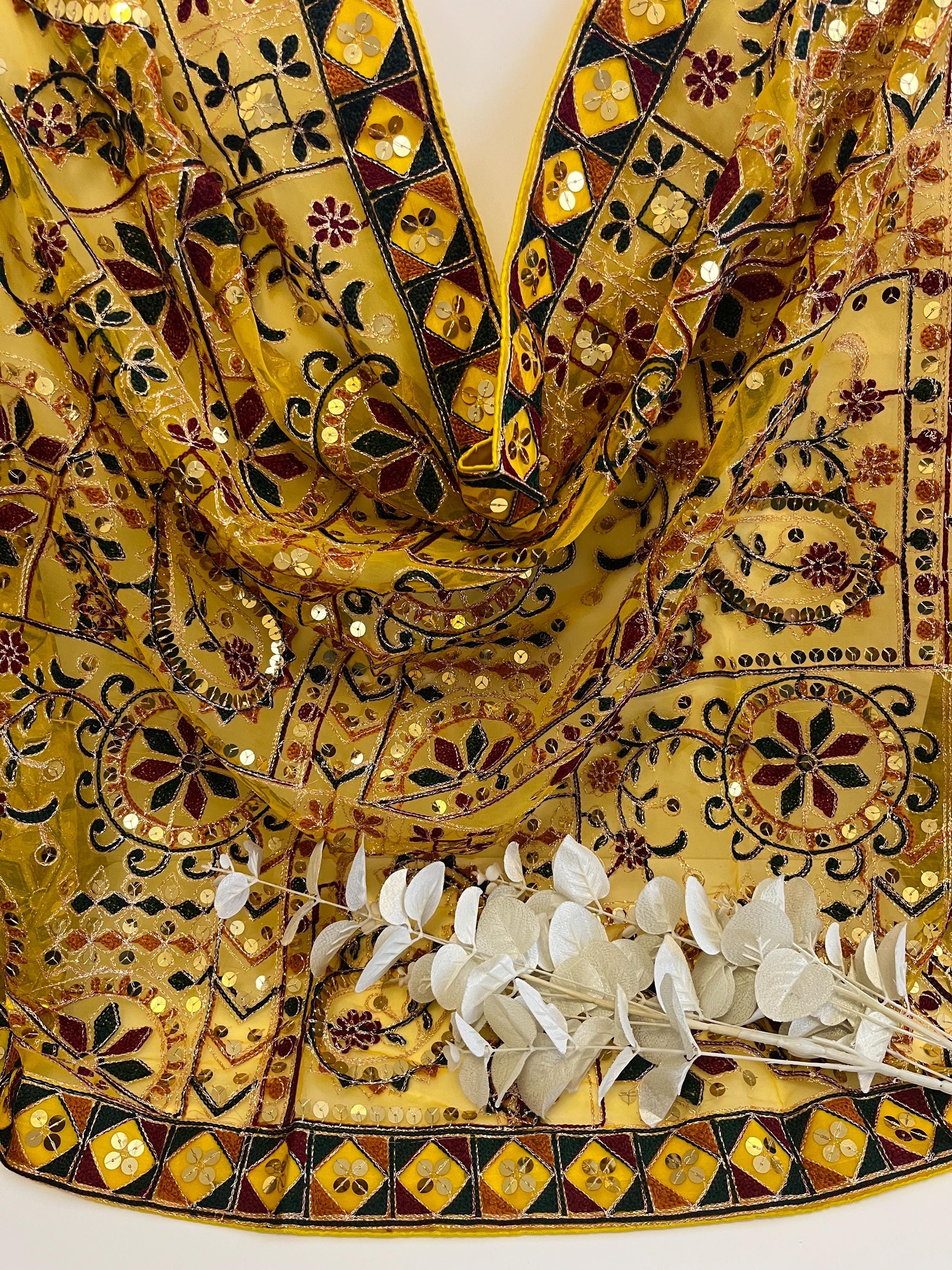 Multicoloured Embroidered Dupatta/ Printed Pakistani Dupatta/ Ladies Scarf/ Indian Attire/ Punjabi Chunni/ Net Veil