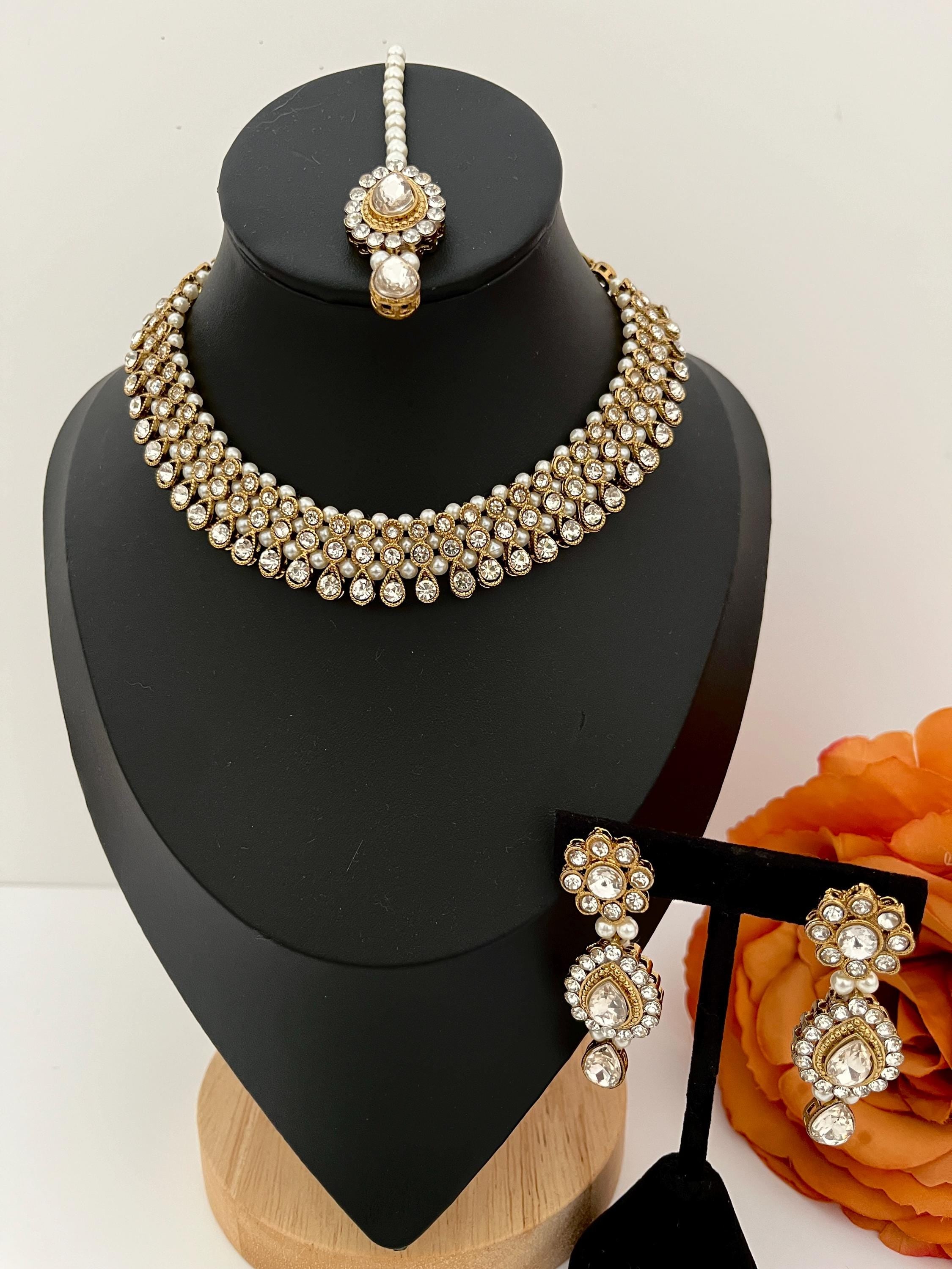 Indian Jewellery, Choker Polki Necklace, Indian Bridal Sets, Pakistani Jewellery, Bollywood, Reverse AD Jewellery