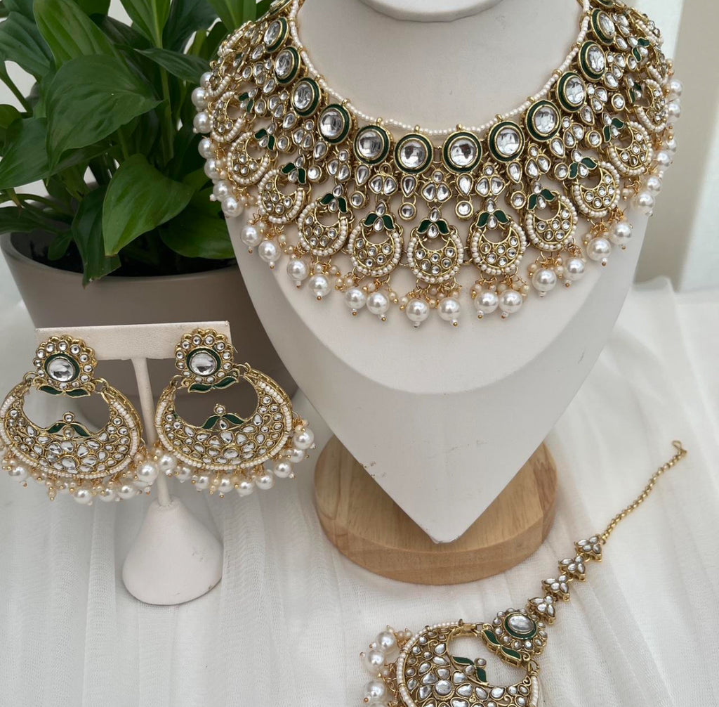 Kundan Meenakari White and Gold Choker Set