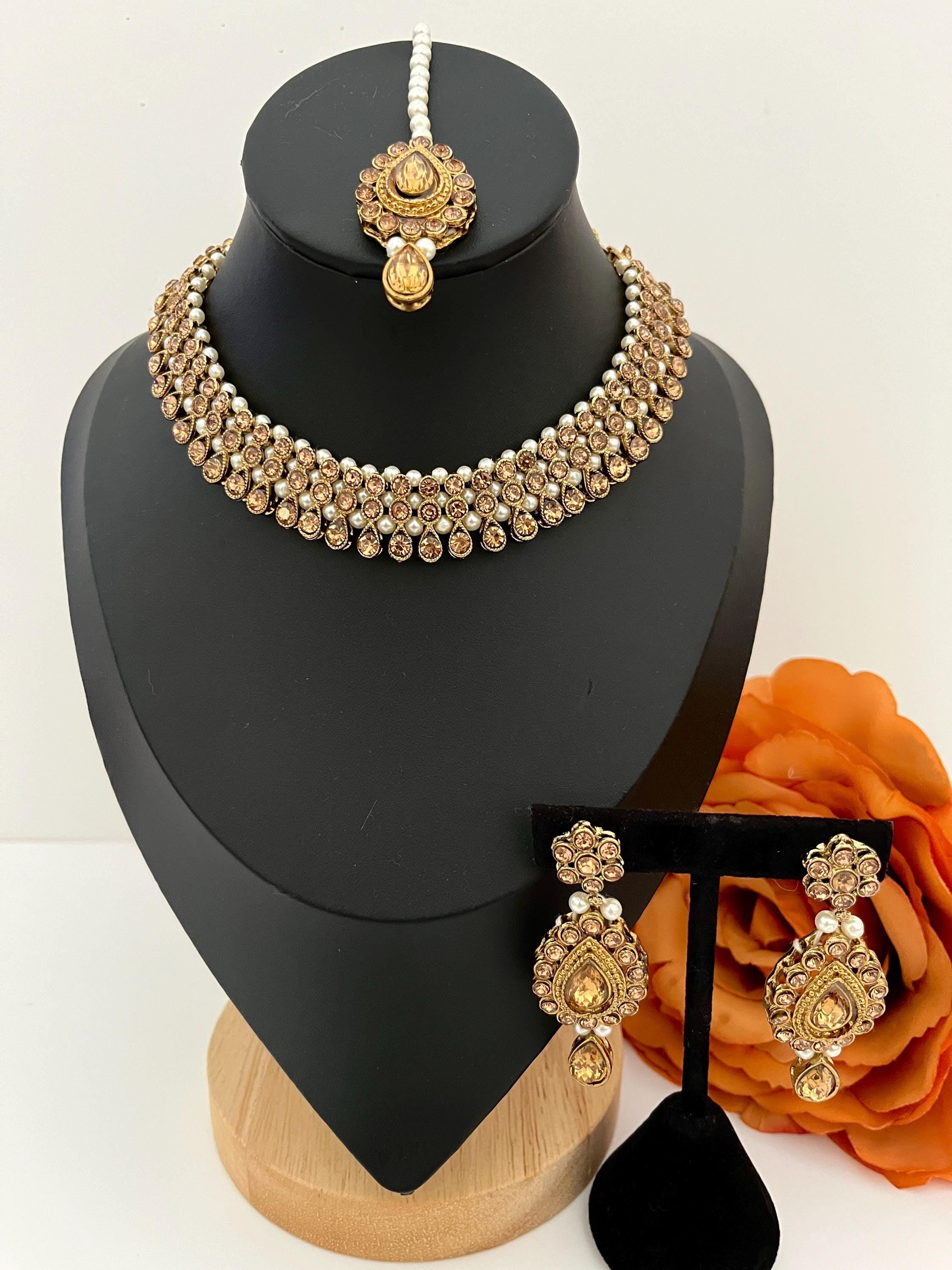 Indian Jewellery, Choker Polki Necklace, Indian Bridal Sets, Pakistani Jewellery, Bollywood, Reverse AD Jewellery