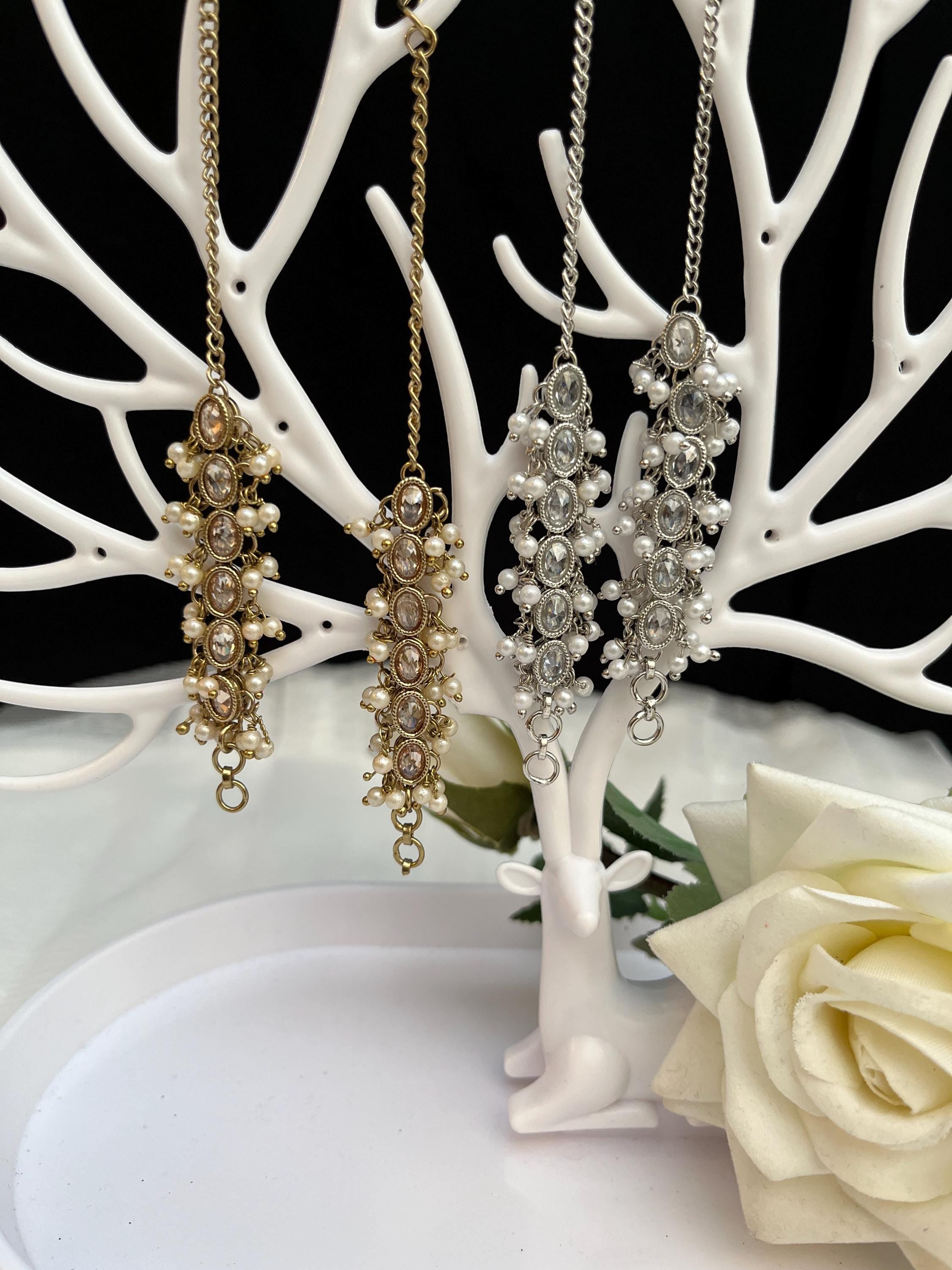 Indian Jewellery Punjabi Bollywood Earring Chain Kundan Sahara