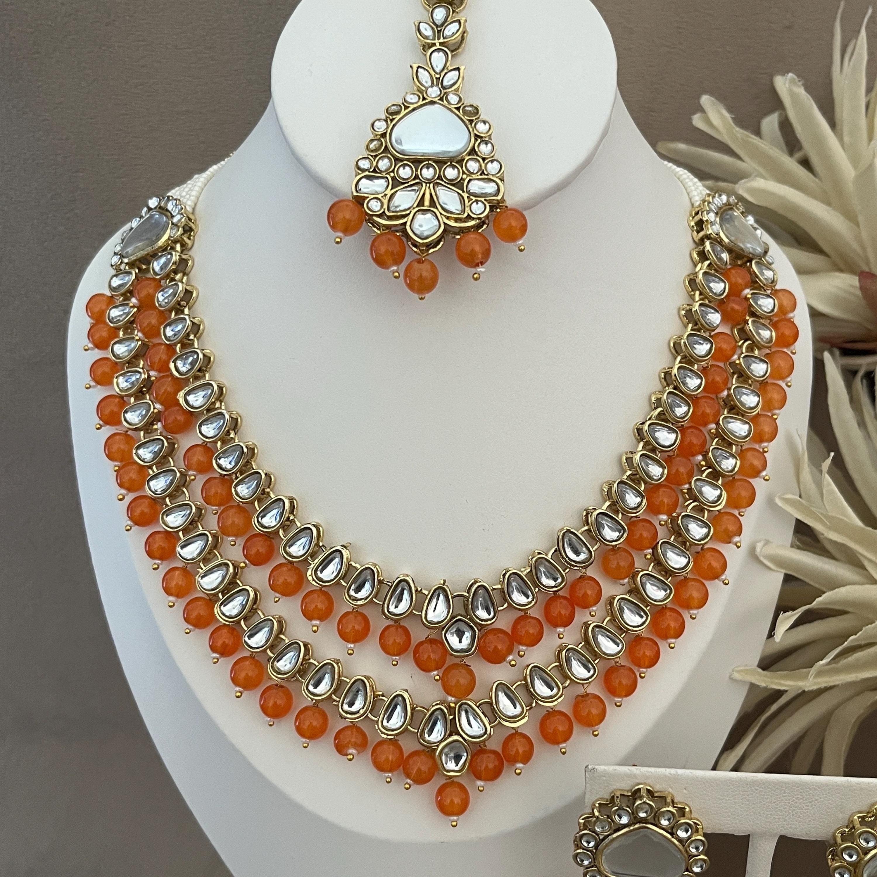 Kundan Necklace, Tikka, Earrings Wedding, Bridal, Indian Jewellery