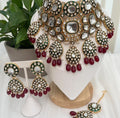 Kundan Meenakari Burgundy and Gold Choker Set