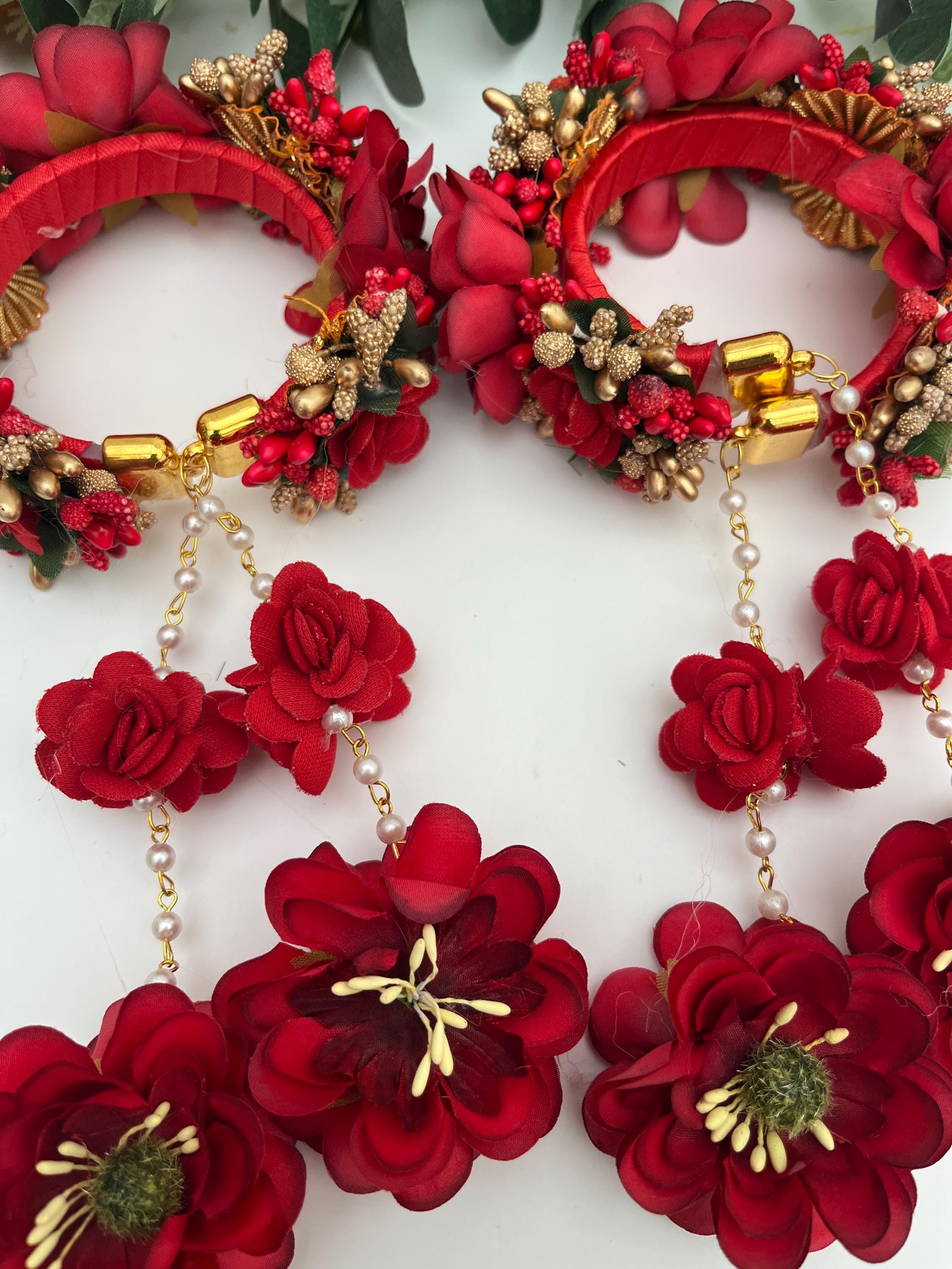 Handcrafted Floral Haldi Mehndi Jewelry Set: Indian Wedding Kaleerey