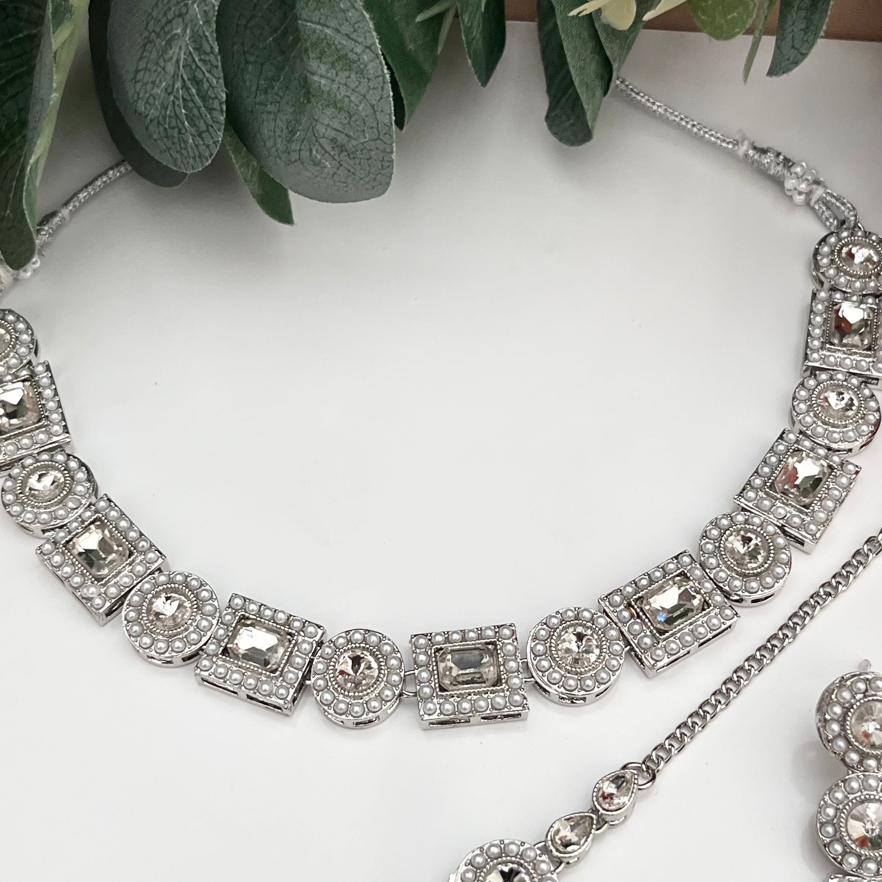 Silver Reverse AD Jewellery Set