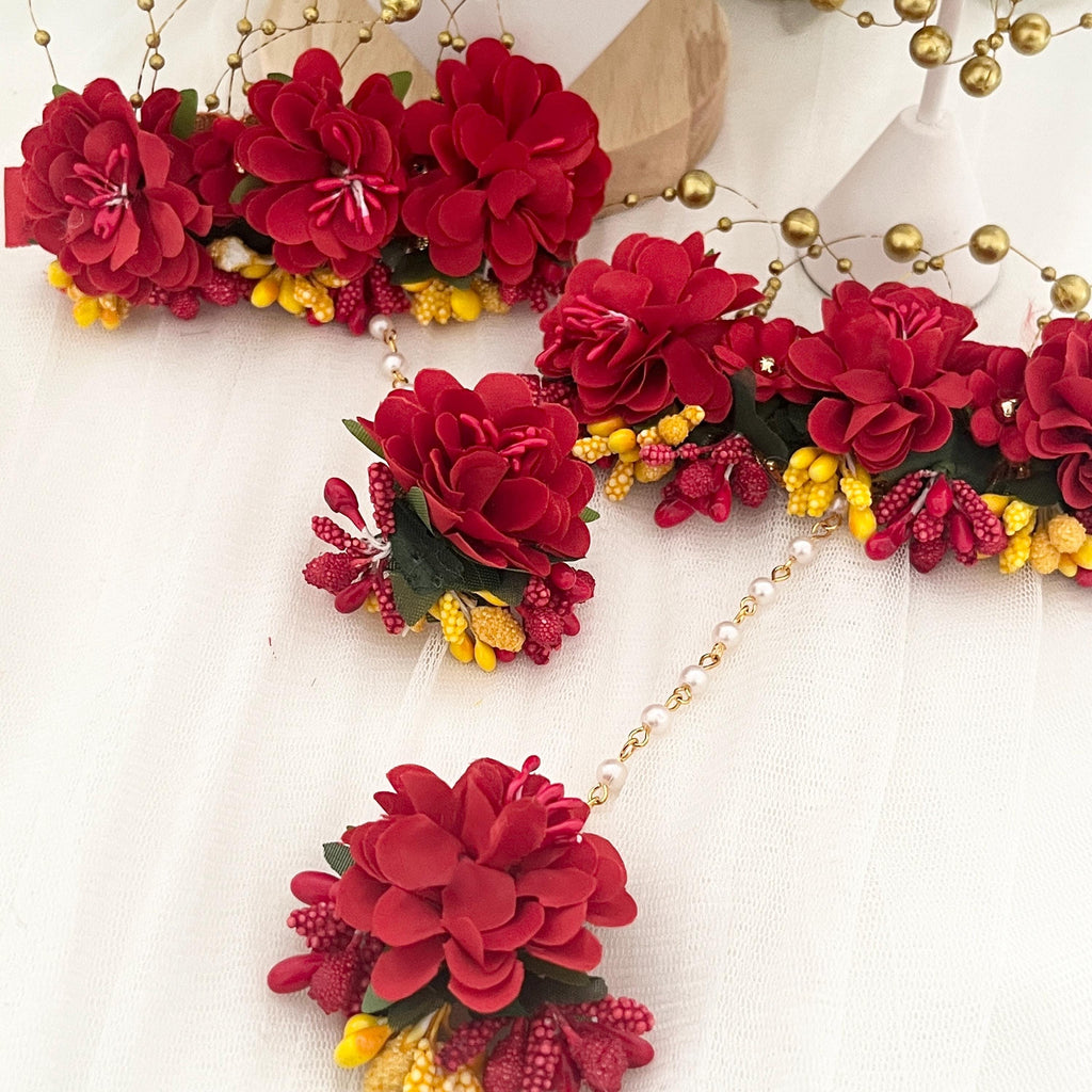 Handcrafted Floral Jewelry Set: Indian Wedding Haldi Mehndi Necklace