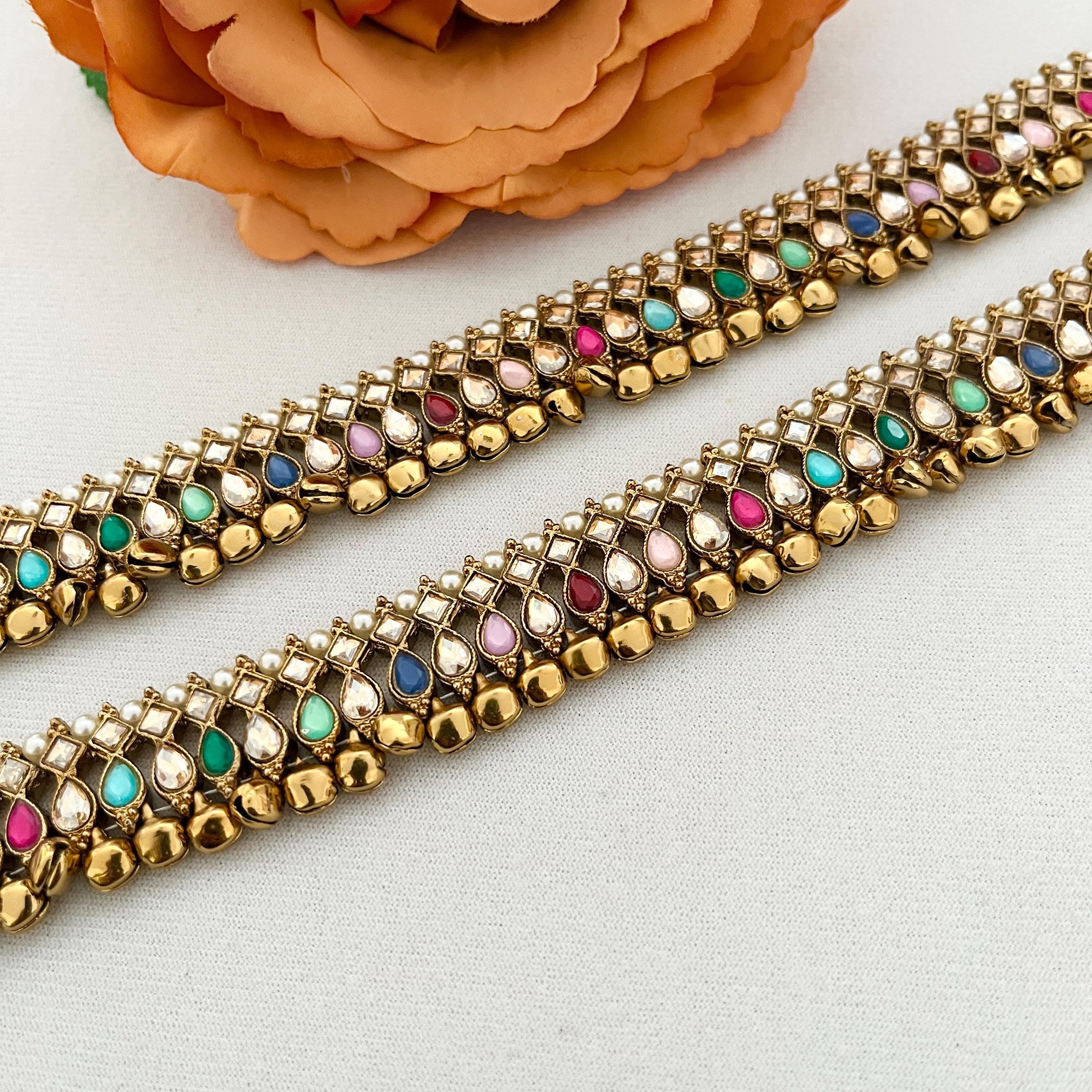 Beautiful Bridal Payal, Ghunghroo Silver Payal, Elegant Payal Anklets, Ghungru Anklets, Payzeb, Anklets, Gold Payal, Kundan Payal