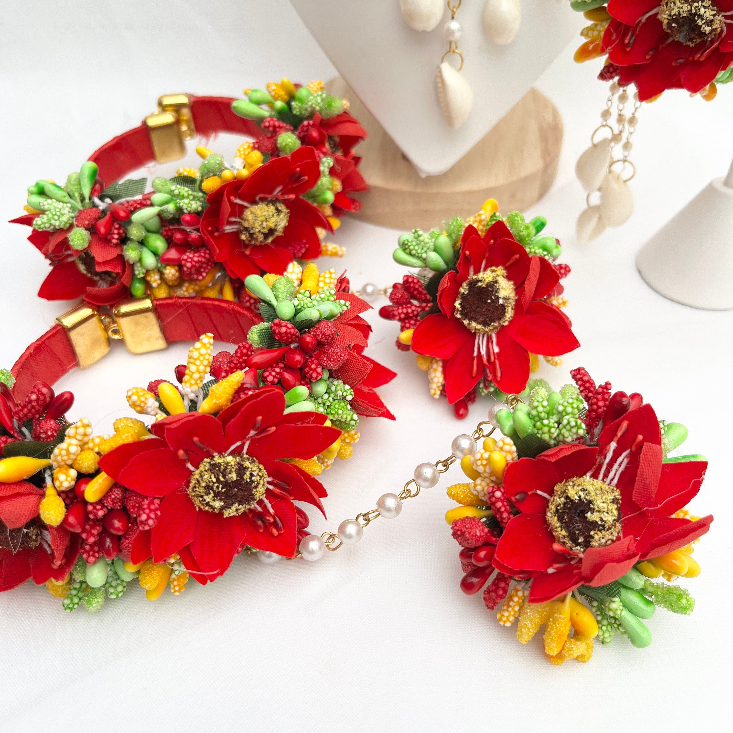 Flower Jewellery/Jewelery for Haldi/Maiyan/Vatna Sangeet Jewellery/ Indian Wedding/Bridal Shower/Floral Jewelry