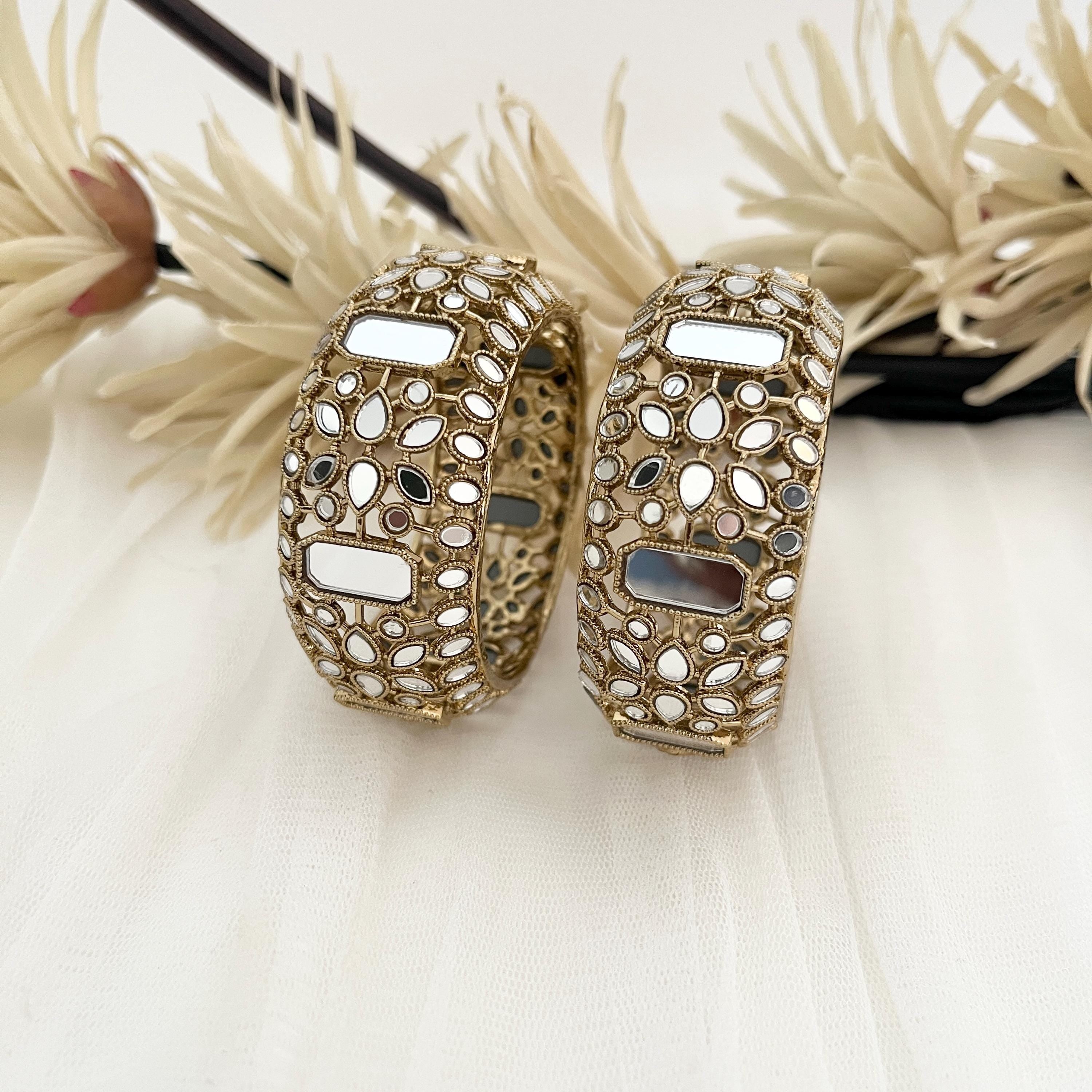 Indian Bracelets, Gold Bangle: Traditional Indian Chura with Mirrors