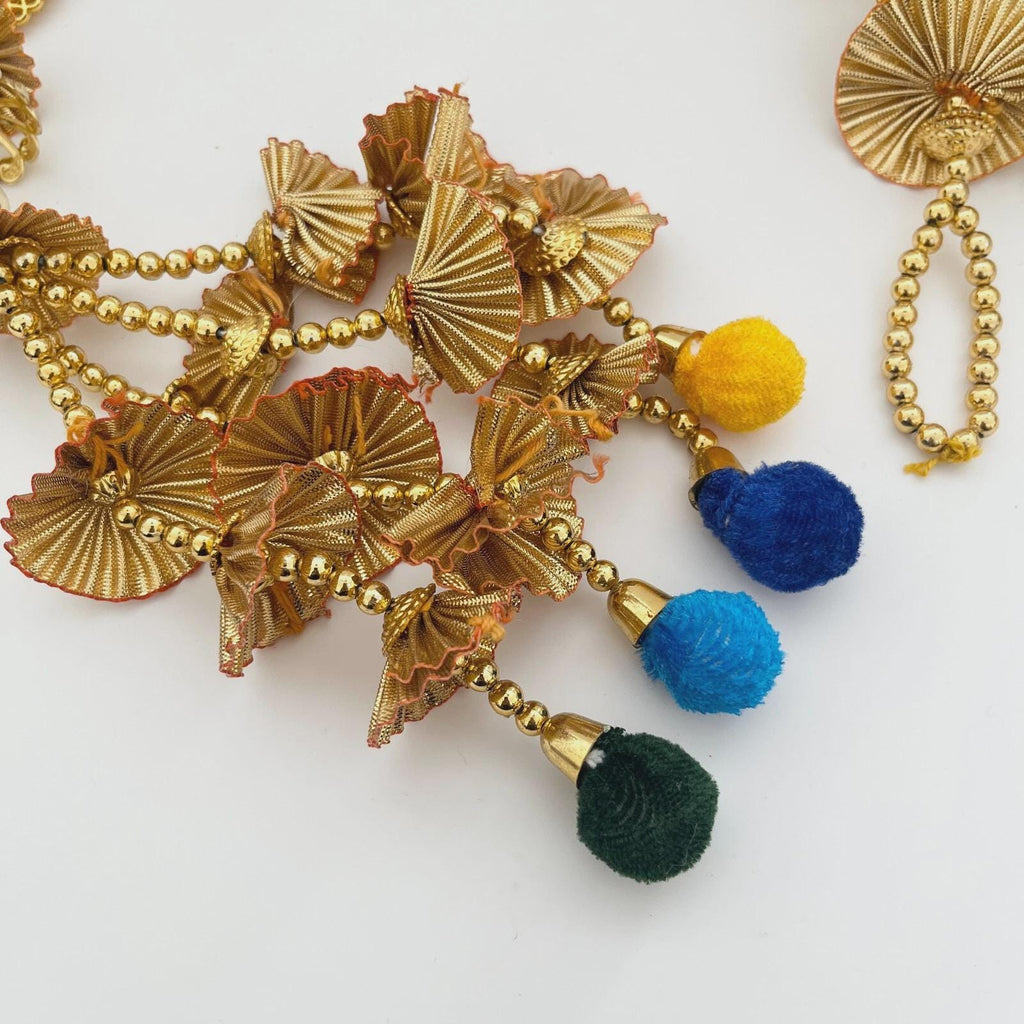 Punjabi Mirror Paranda: Braided Hair Accessory with Pom Poms