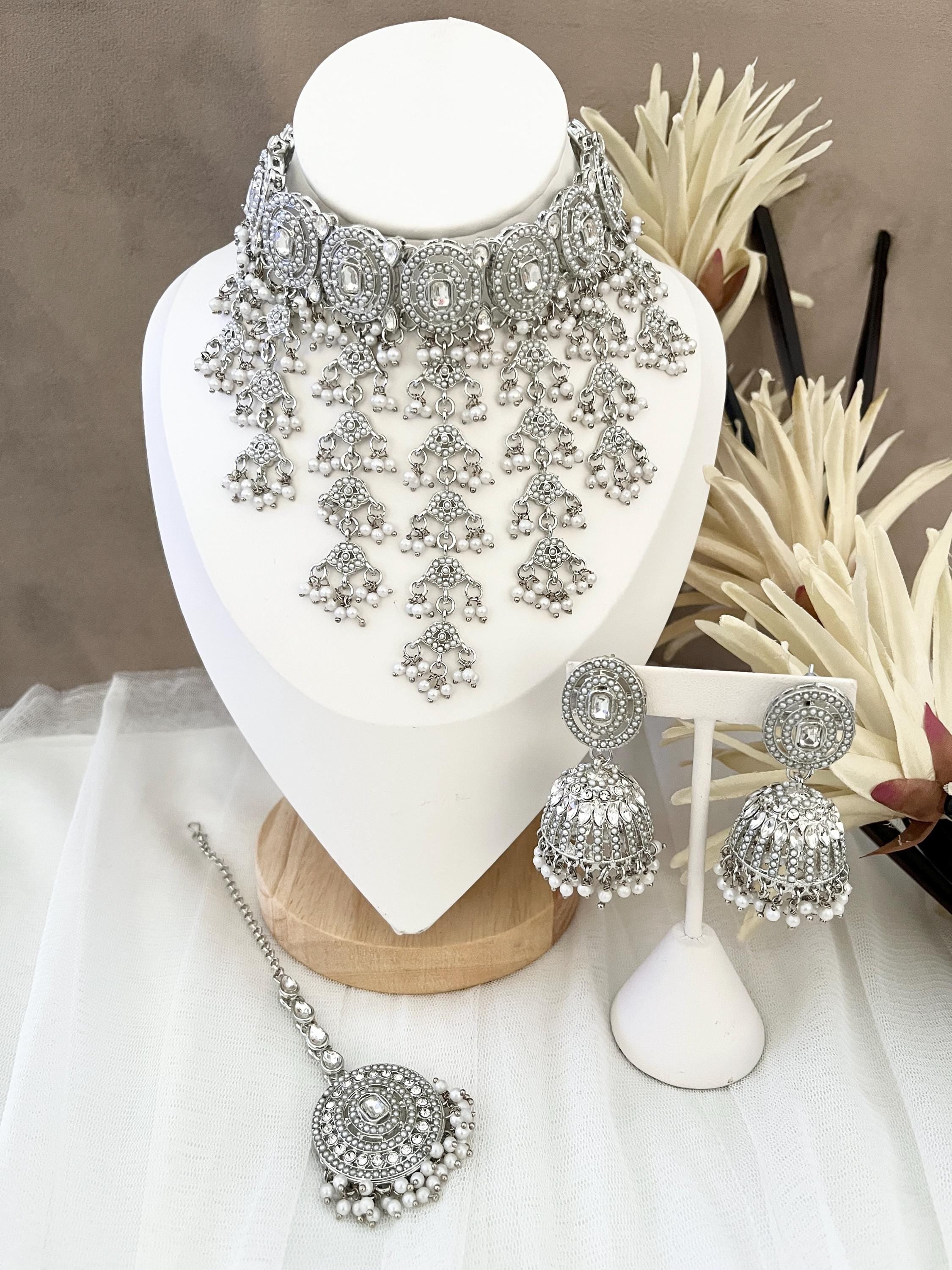 Indian Jewellery, Choker Polki Necklace, Indian Bridal Sets, Pakistani Jewellery, Bollywood, Silver Jewellery