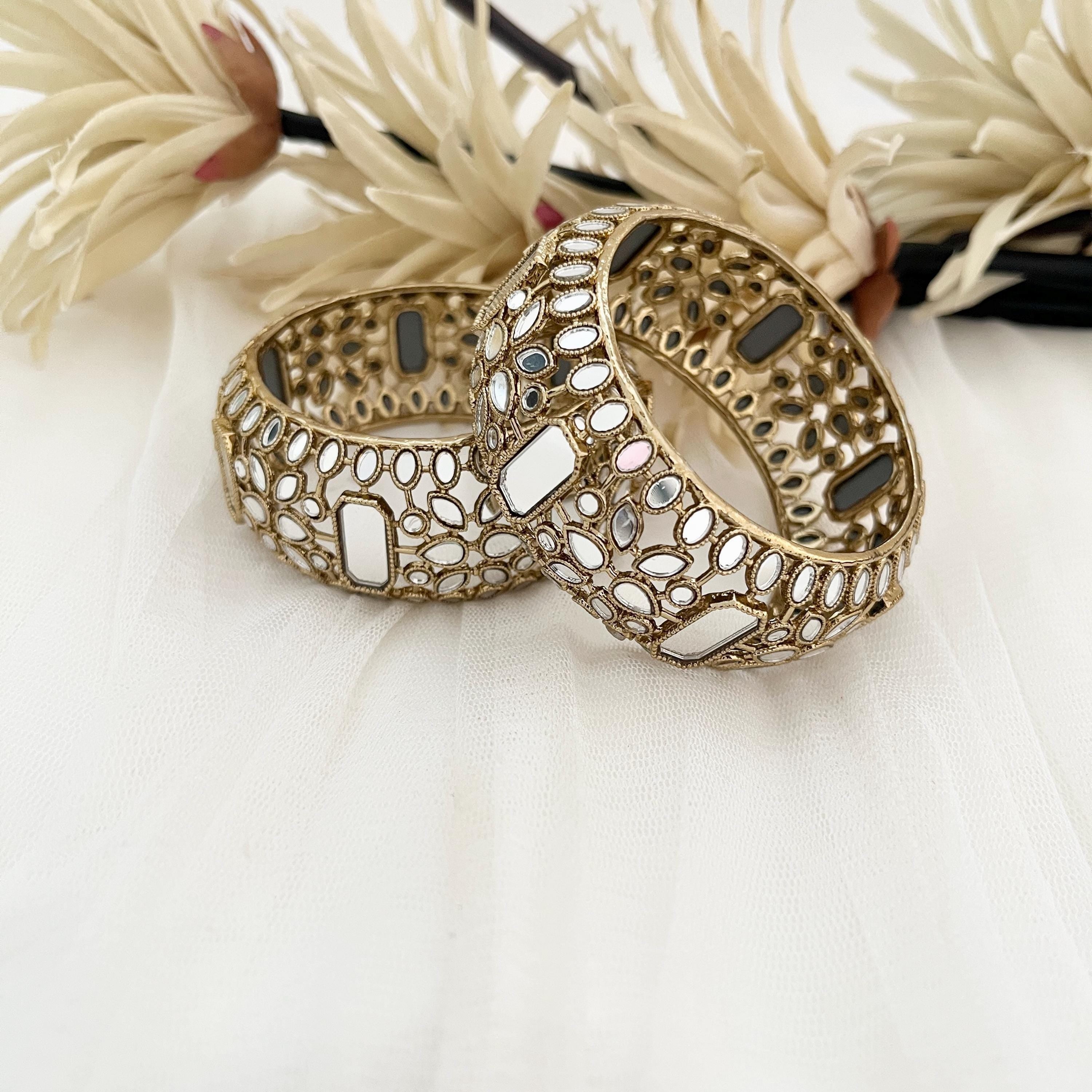 Indian Bracelets, Gold Bangle: Traditional Indian Chura with Mirrors