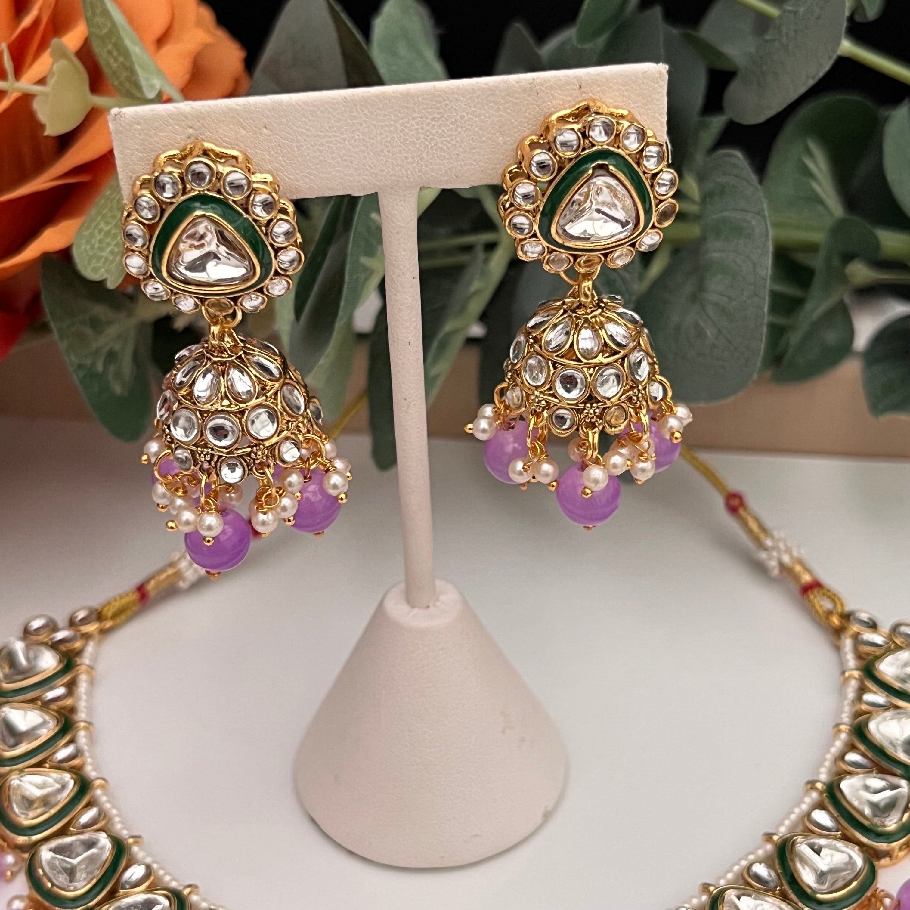 Traditional Jewellery Set, Meenakari and Kundan.