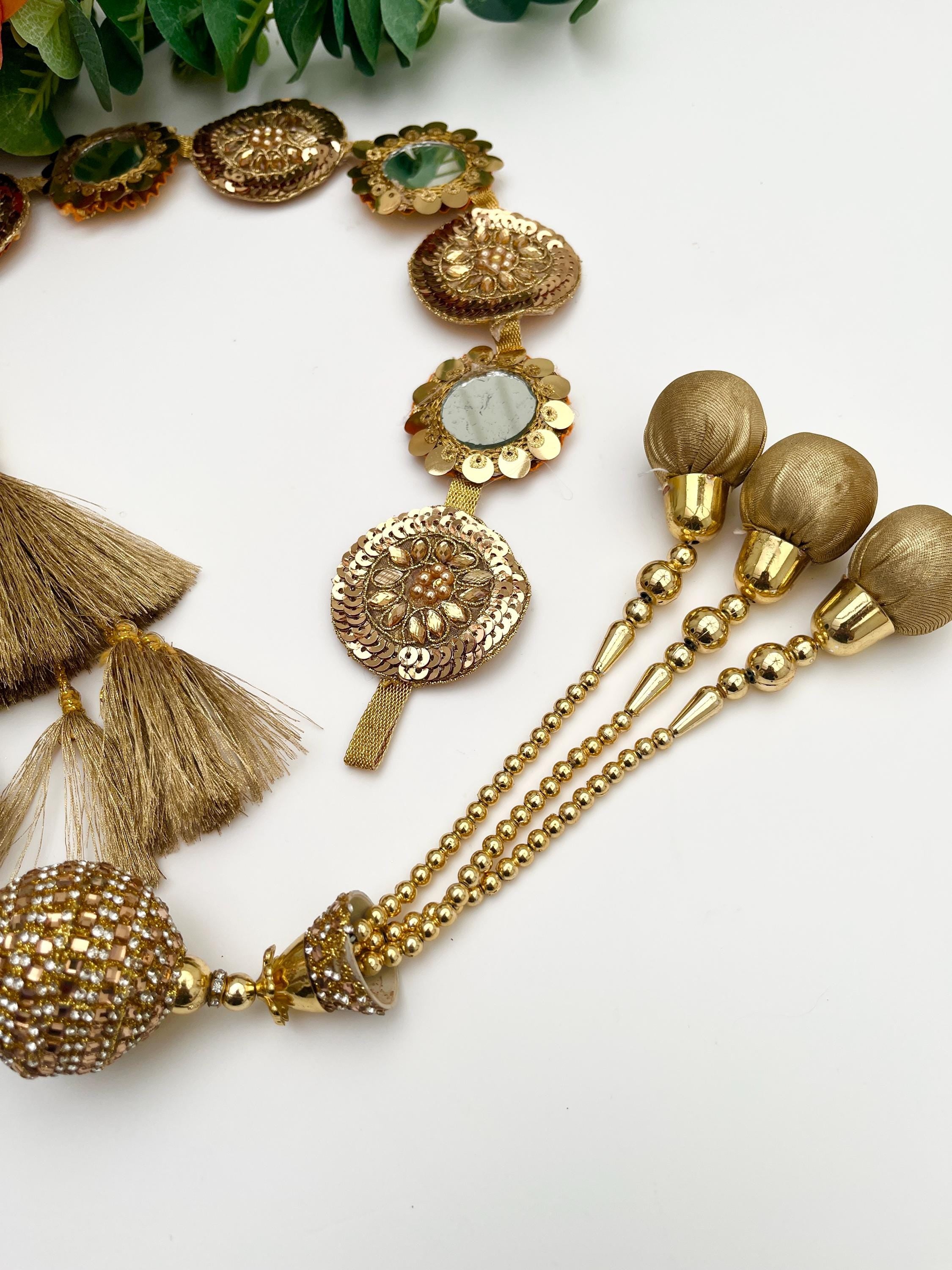 Punjabi Mirror Paranda: Braided Hair Accessory with Pom Poms