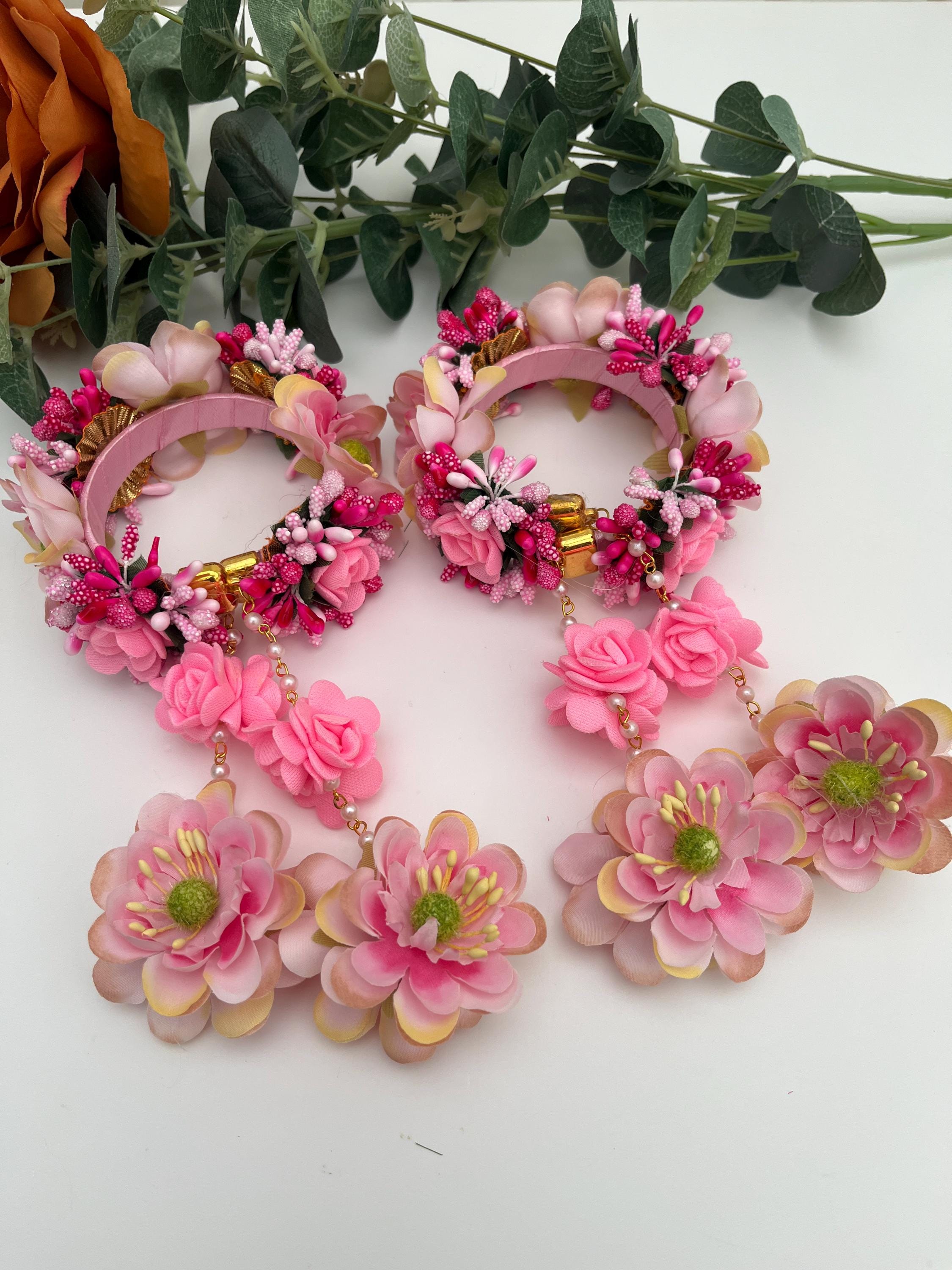 Handcrafted Floral Haldi Mehndi Jewelry Set: Indian Wedding Kaleerey