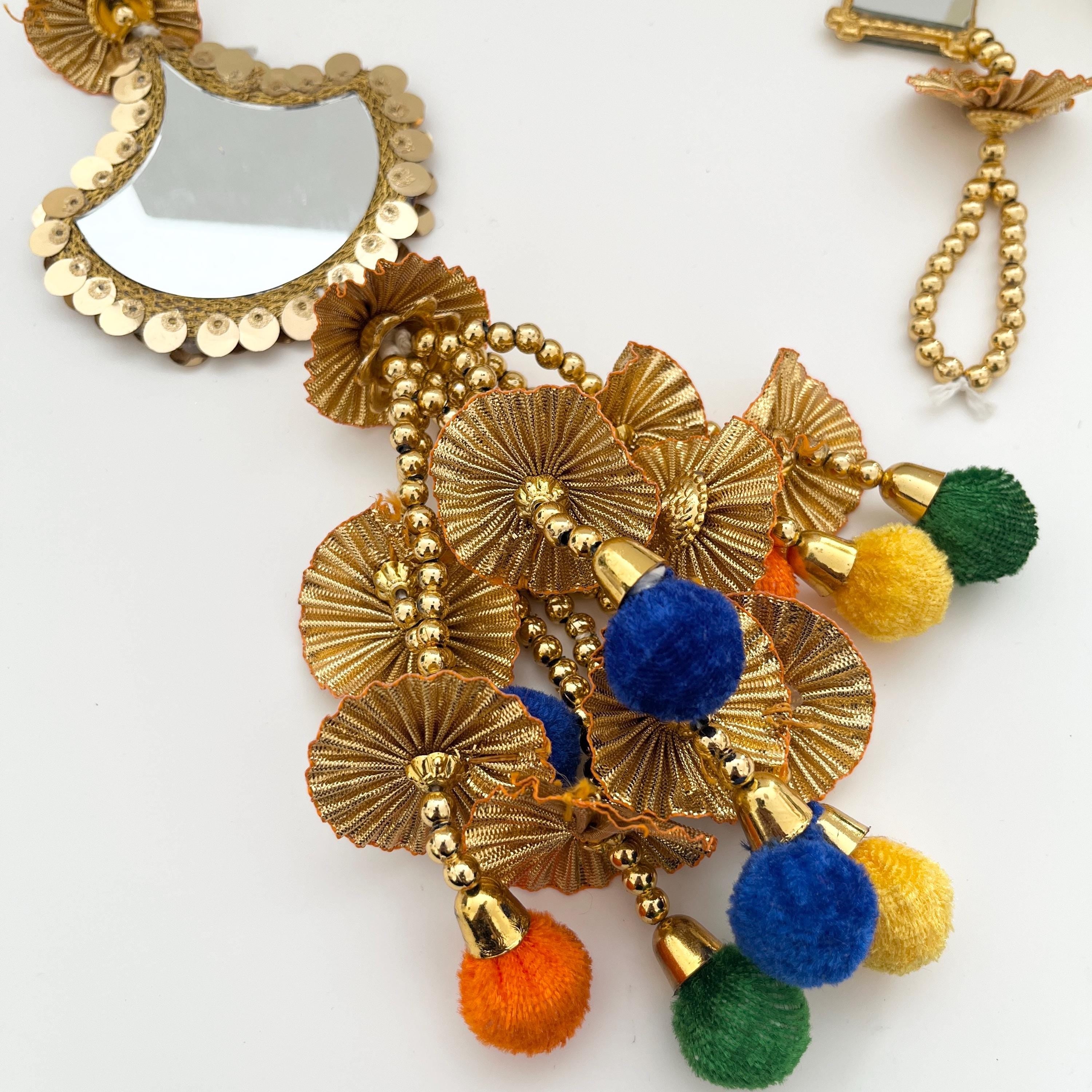 Punjabi Paranda Hair Choti: Braided Latkans with Mirrors & Pom Poms