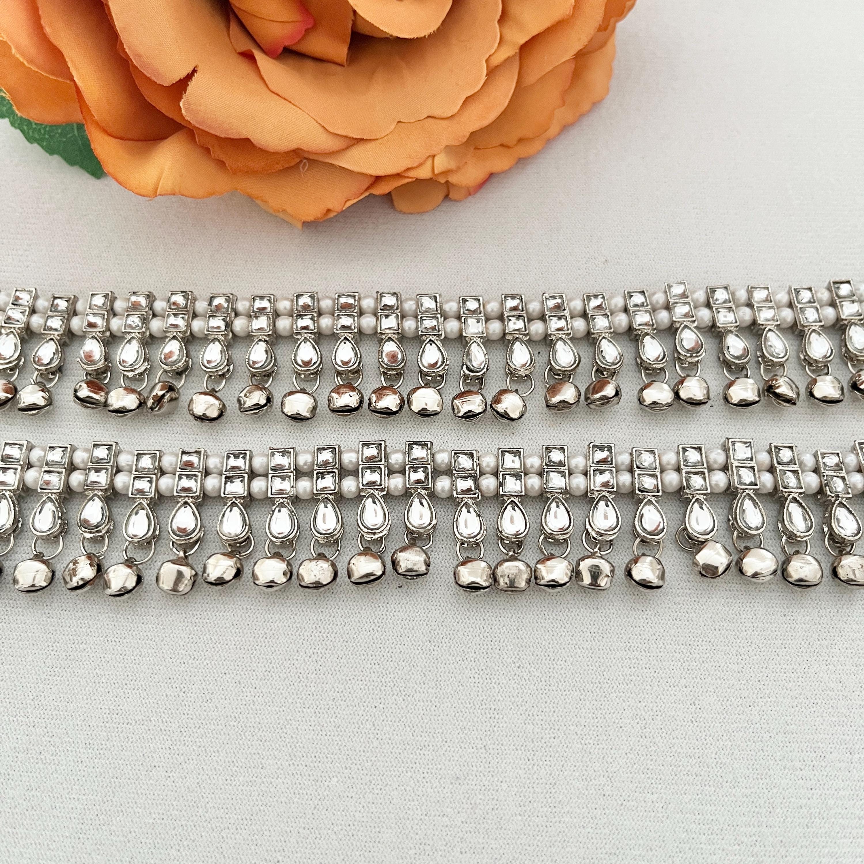 Beautiful Bridal Payal, Ghunghroo Silver Payal, Elegant Payal Anklets, Ghungru Anklets, Payzeb, Anklets, Gold Payal, Kundan Payal
