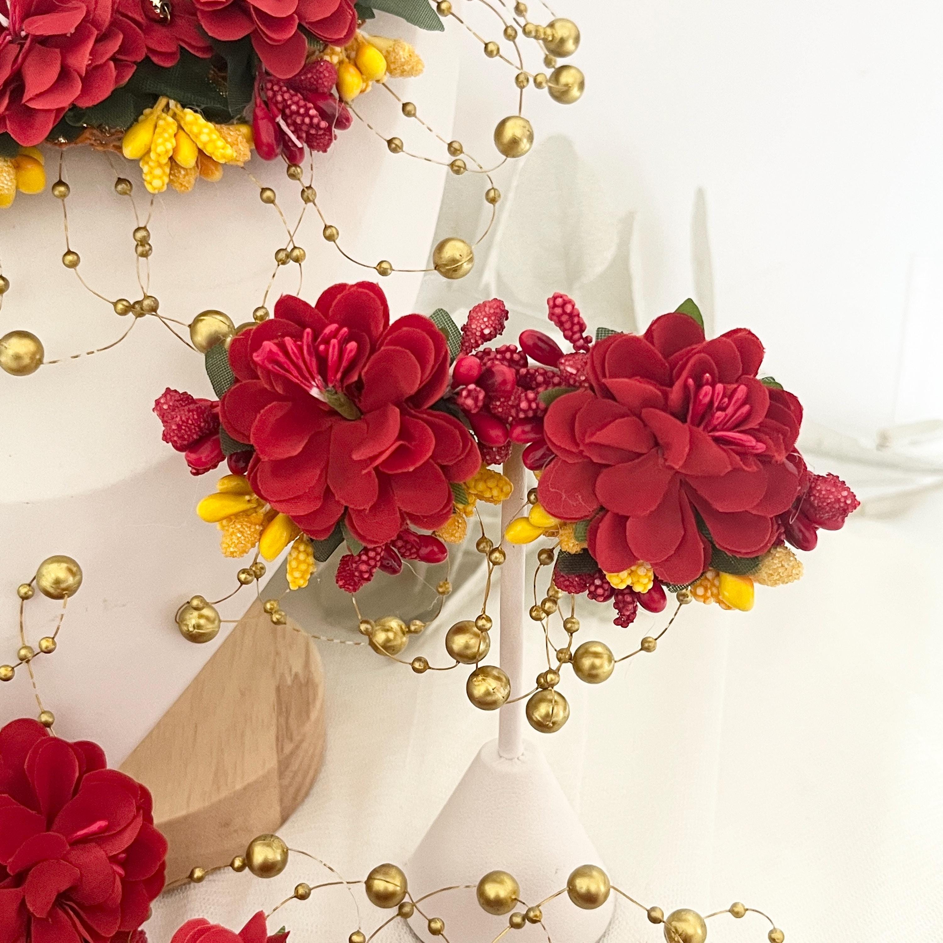 Handcrafted Floral Jewelry Set: Indian Wedding Haldi Mehndi Necklace