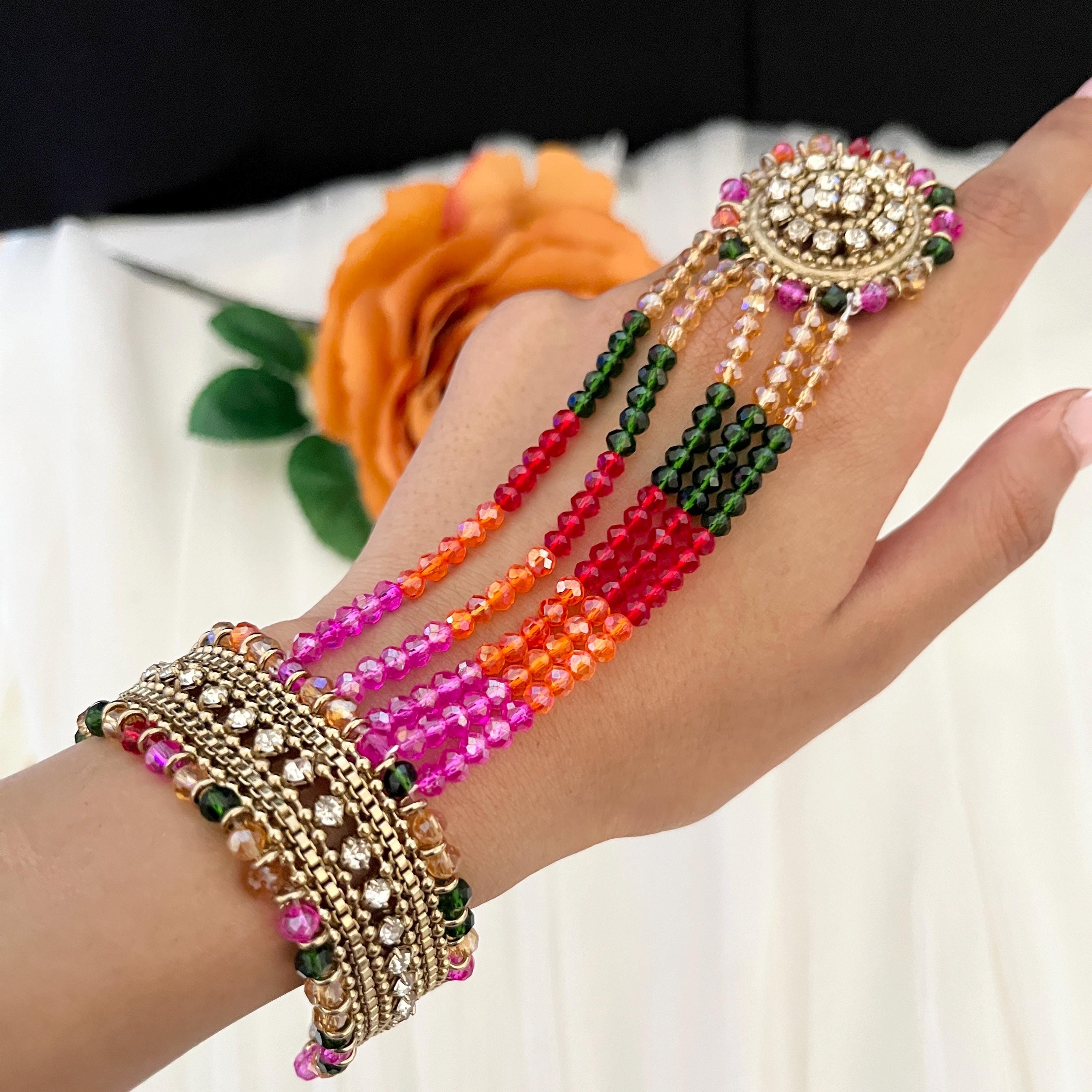Beaded Hath Phool: Indian Bridal Jewelry, Ring Bracelet
