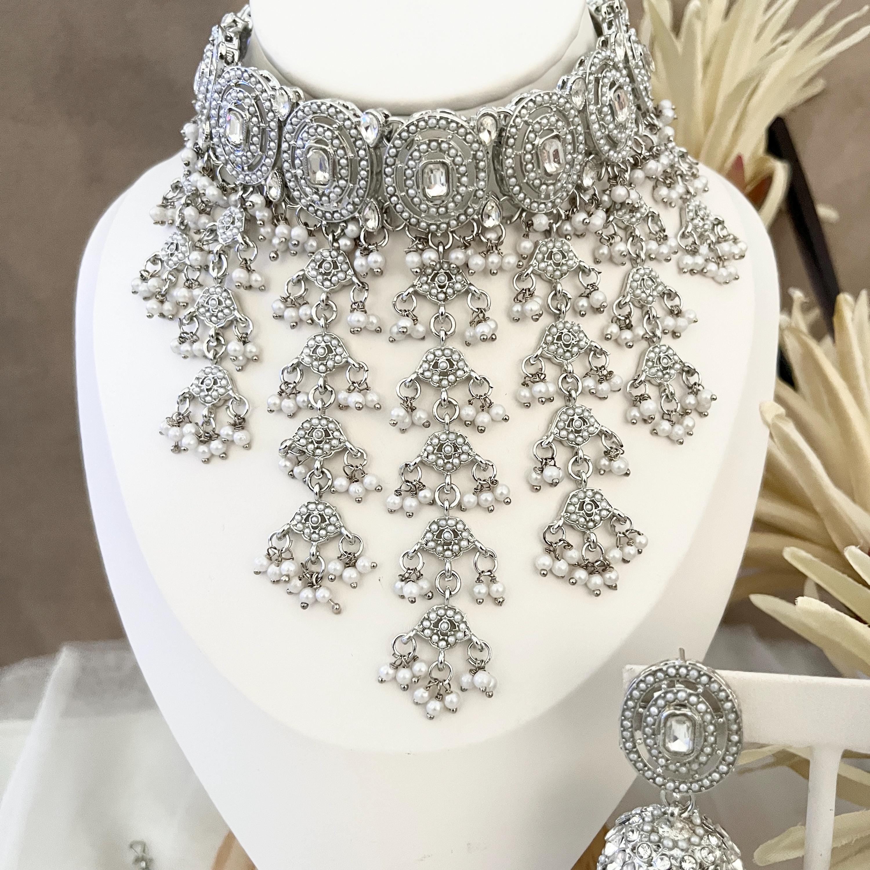 Indian Jewellery, Choker Polki Necklace, Indian Bridal Sets, Pakistani Jewellery, Bollywood, Silver Jewellery