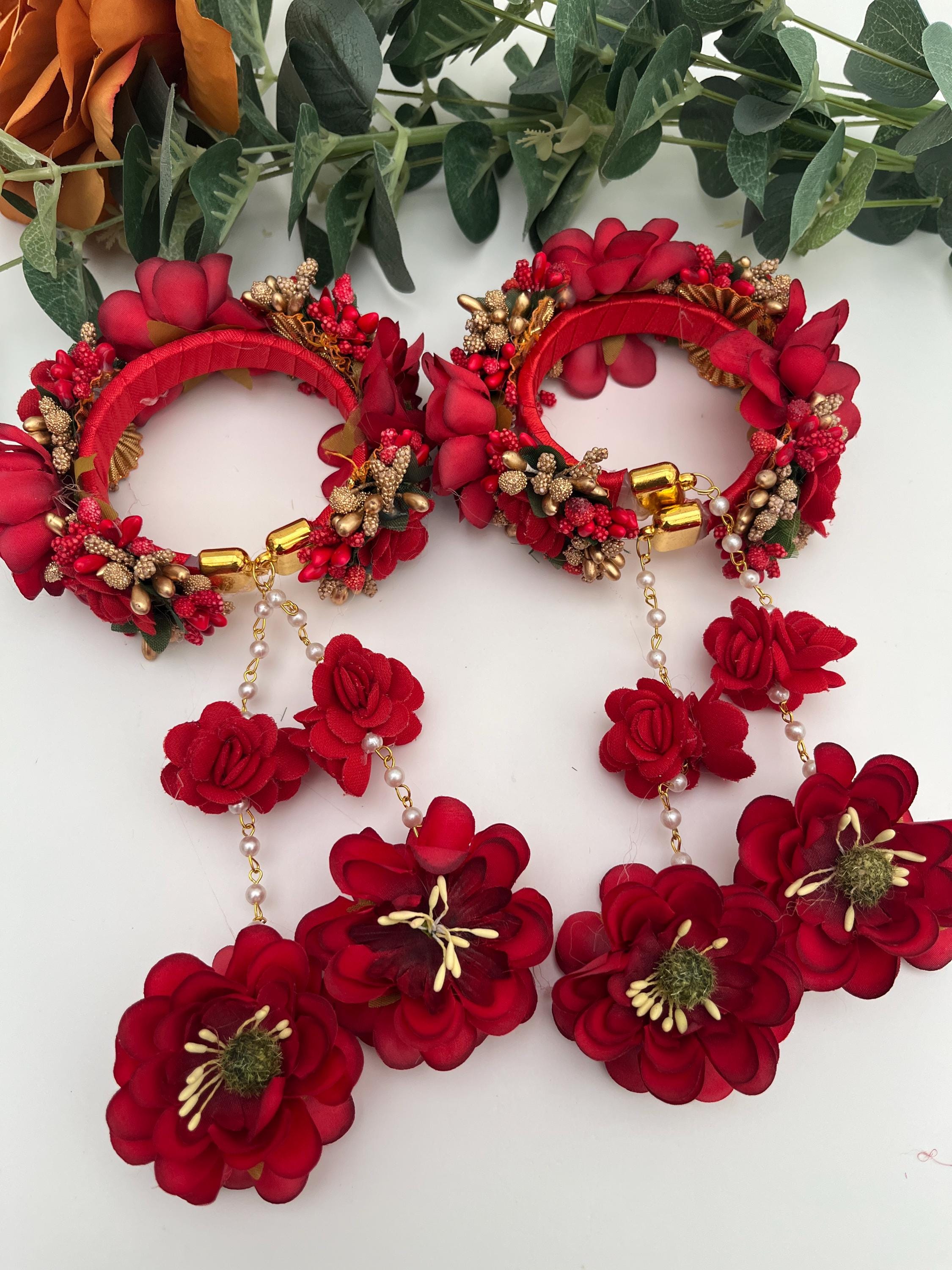 Handcrafted Floral Haldi Mehndi Jewelry Set: Indian Wedding Kaleerey