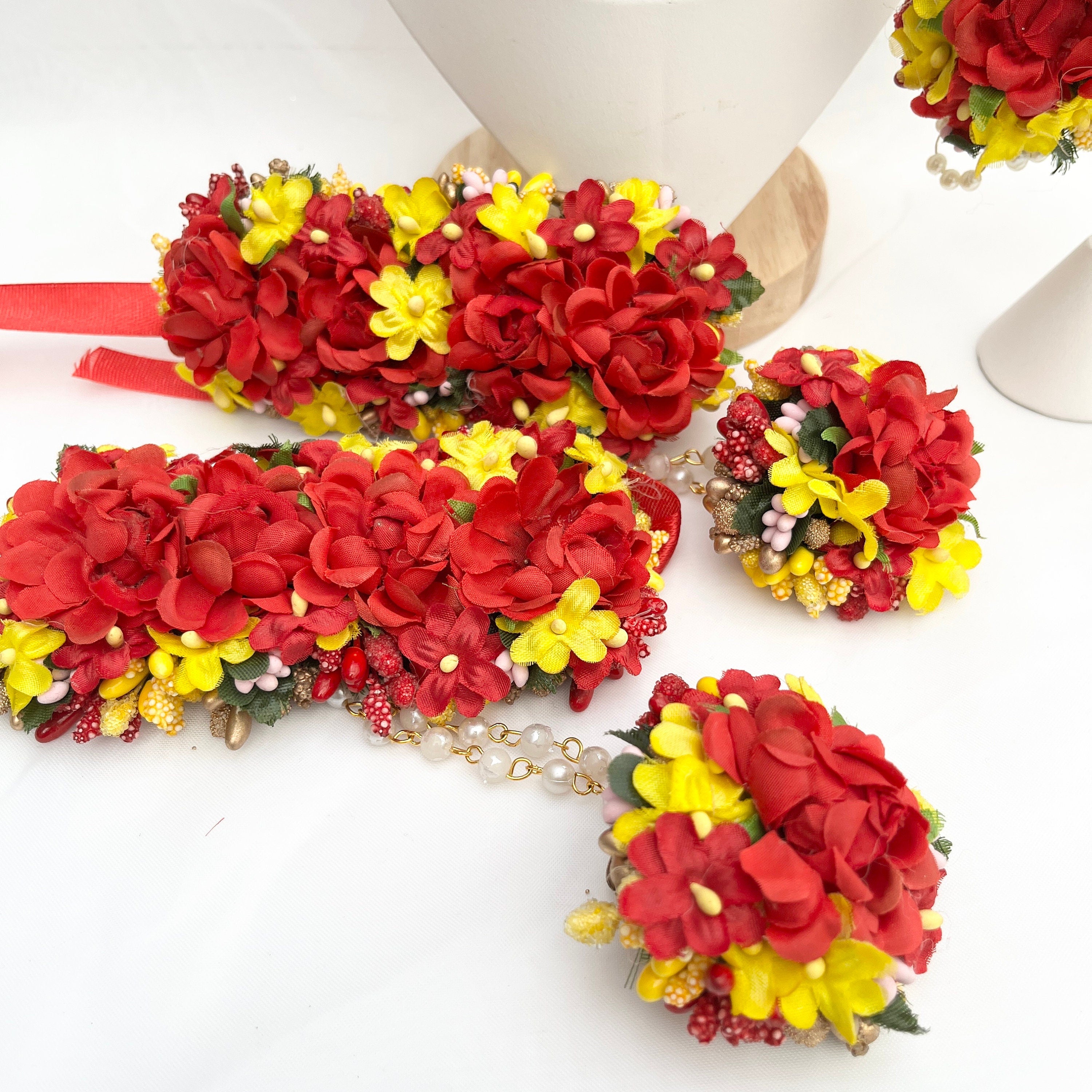 Flower Jewellery/Jewelery for Haldi/Maiyan/Vatna Sangeet Jewellery/ Indian Wedding/Bridal Shower/Floral Jewelry