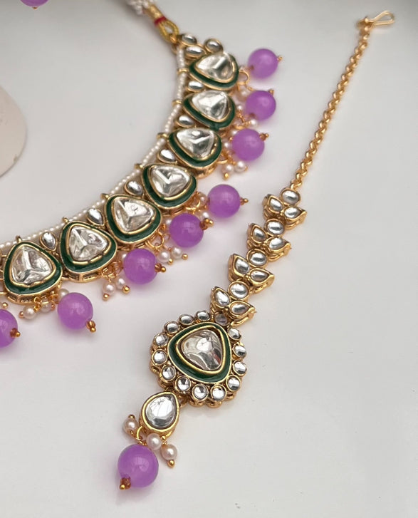 Traditional Jewellery Set, Meenakari and Kundan.