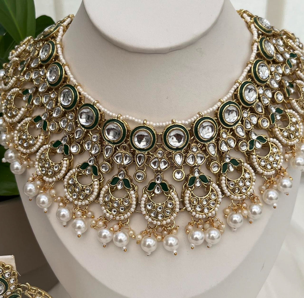 Kundan Meenakari White and Gold Choker Set