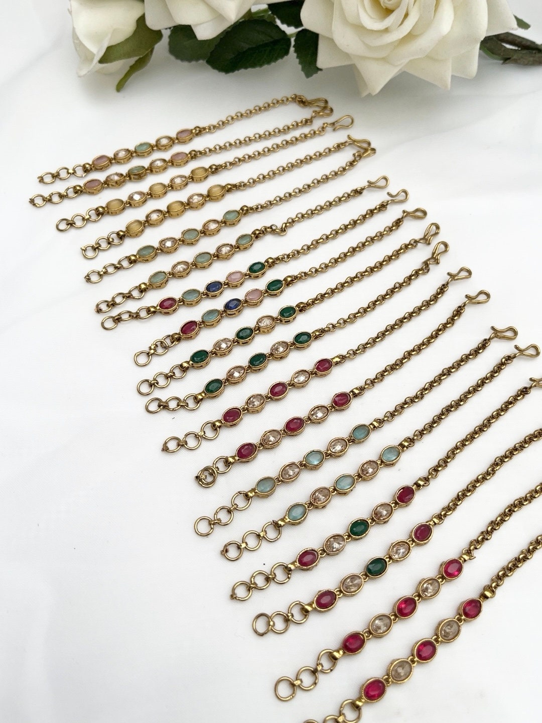 Indian Jewellery Punjabi Bollywood Earring Chain Kundan Sahara
