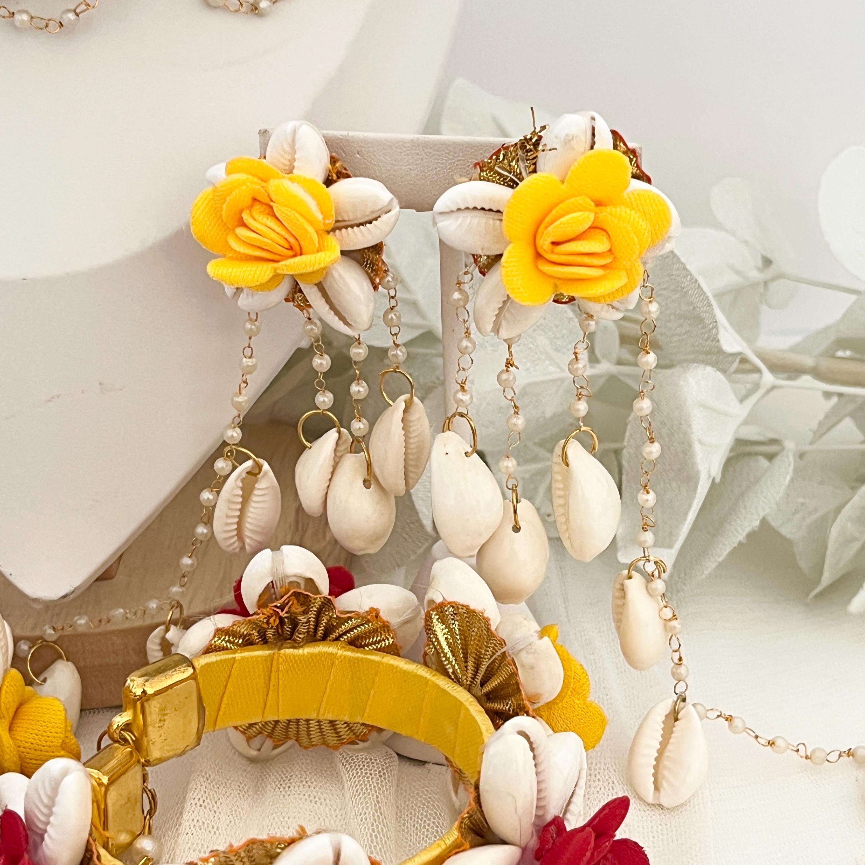 Handcrafted Floral Jewelry Set: Indian Wedding Haldi Mehndi Necklace