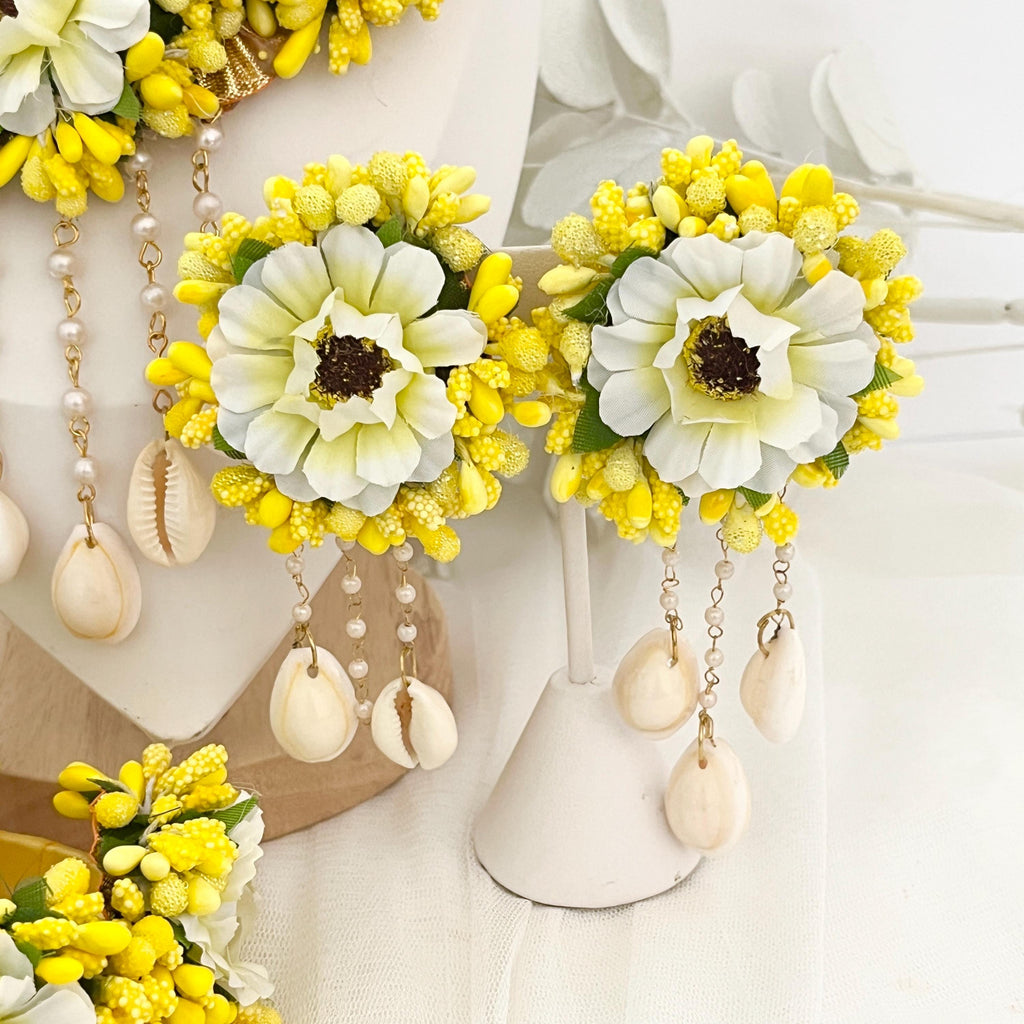 Handcrafted Floral Jewelry Set: Indian Wedding Haldi Mehndi Necklace